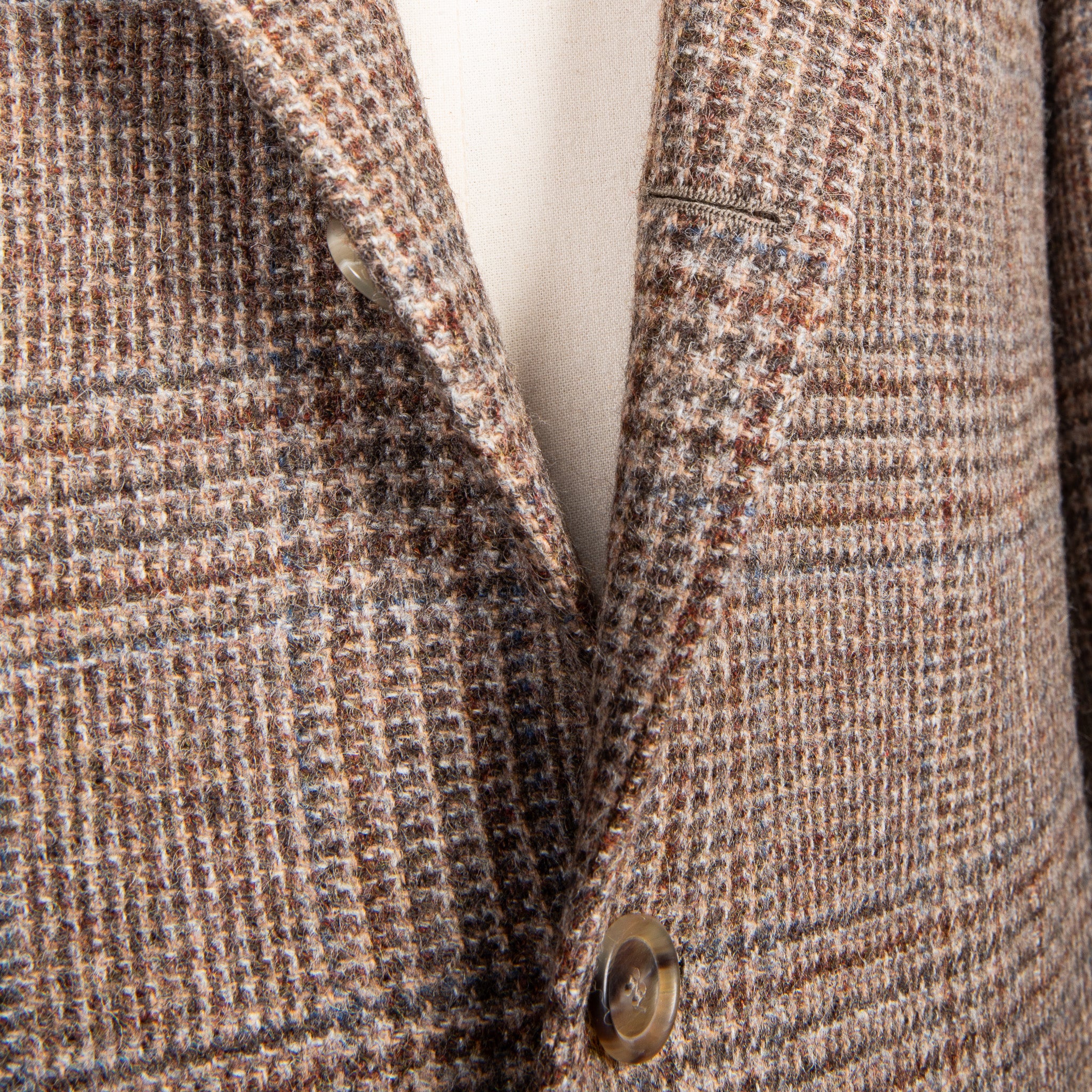 De Petrillo Posillipo Shetland Tweed Jacket Prince Of Wales Beige