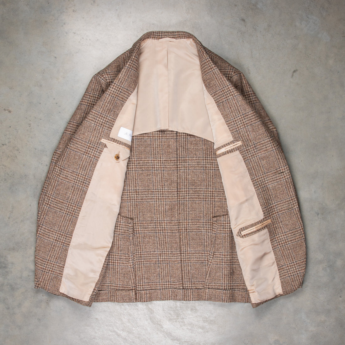 De Petrillo Posillipo Shetland Tweed Jacket Prince Of Wales Beige