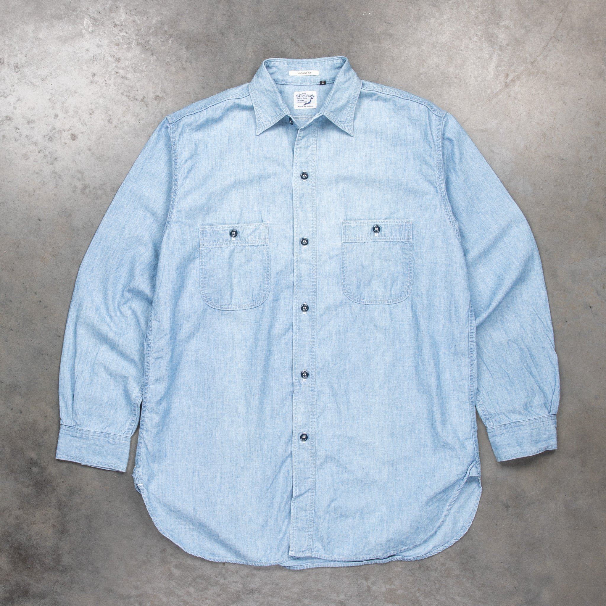 Orslow Vintage Fit Work Shirt Bleached Chambray