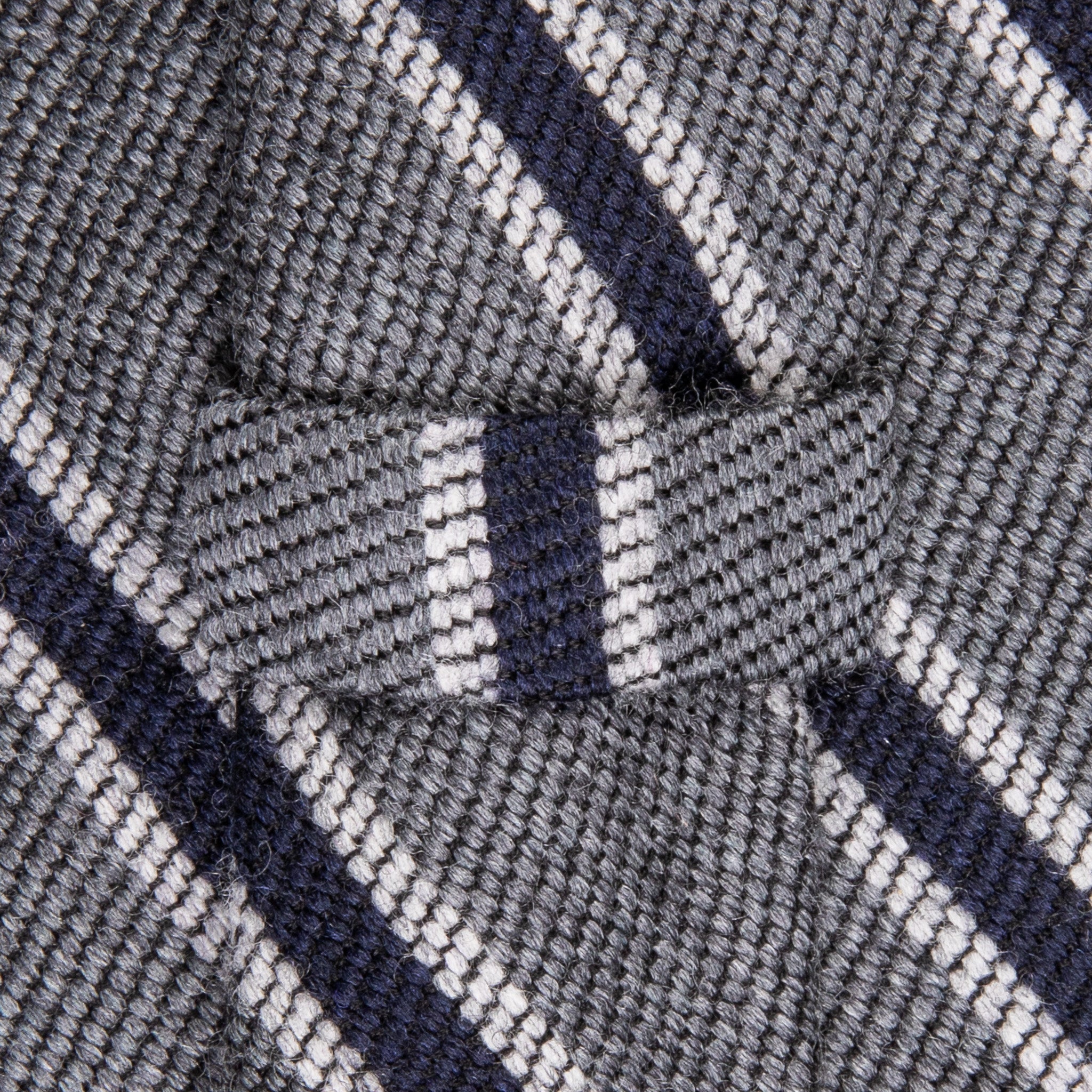 Finamore Anversa Tie Untipped Basket Weave Stripe Grey Navy