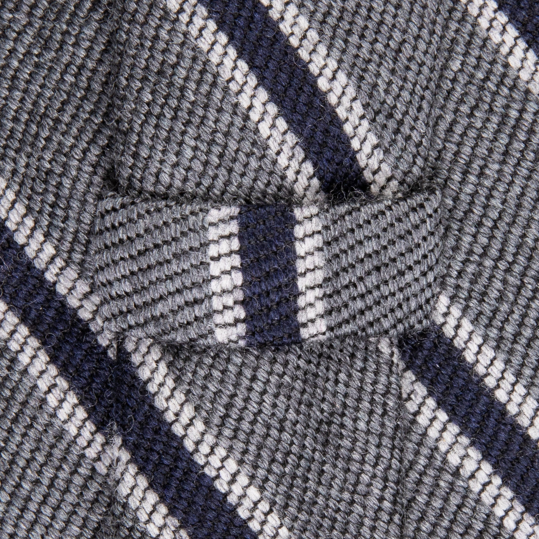 Finamore Anversa Tie Untipped Basket Weave Stripe Grey Navy