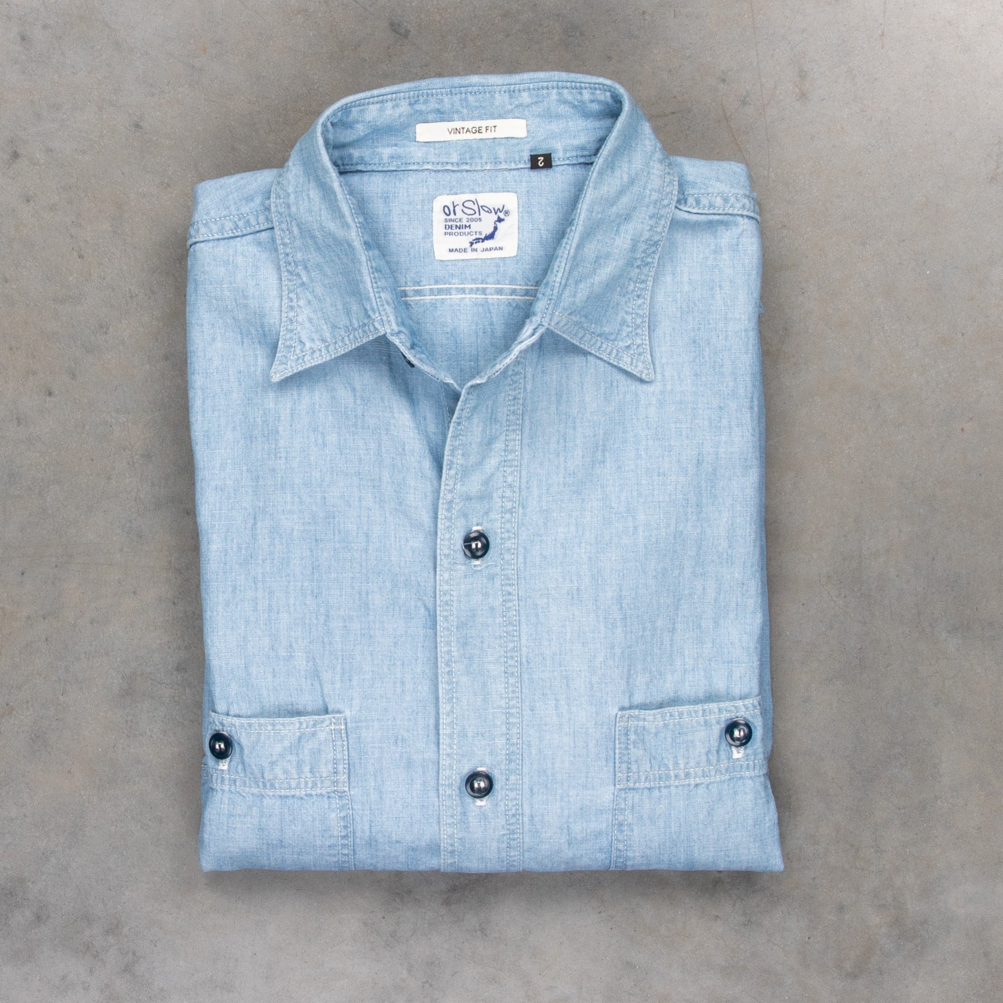 Orslow Vintage Fit Work Shirt Bleached Chambray – Frans