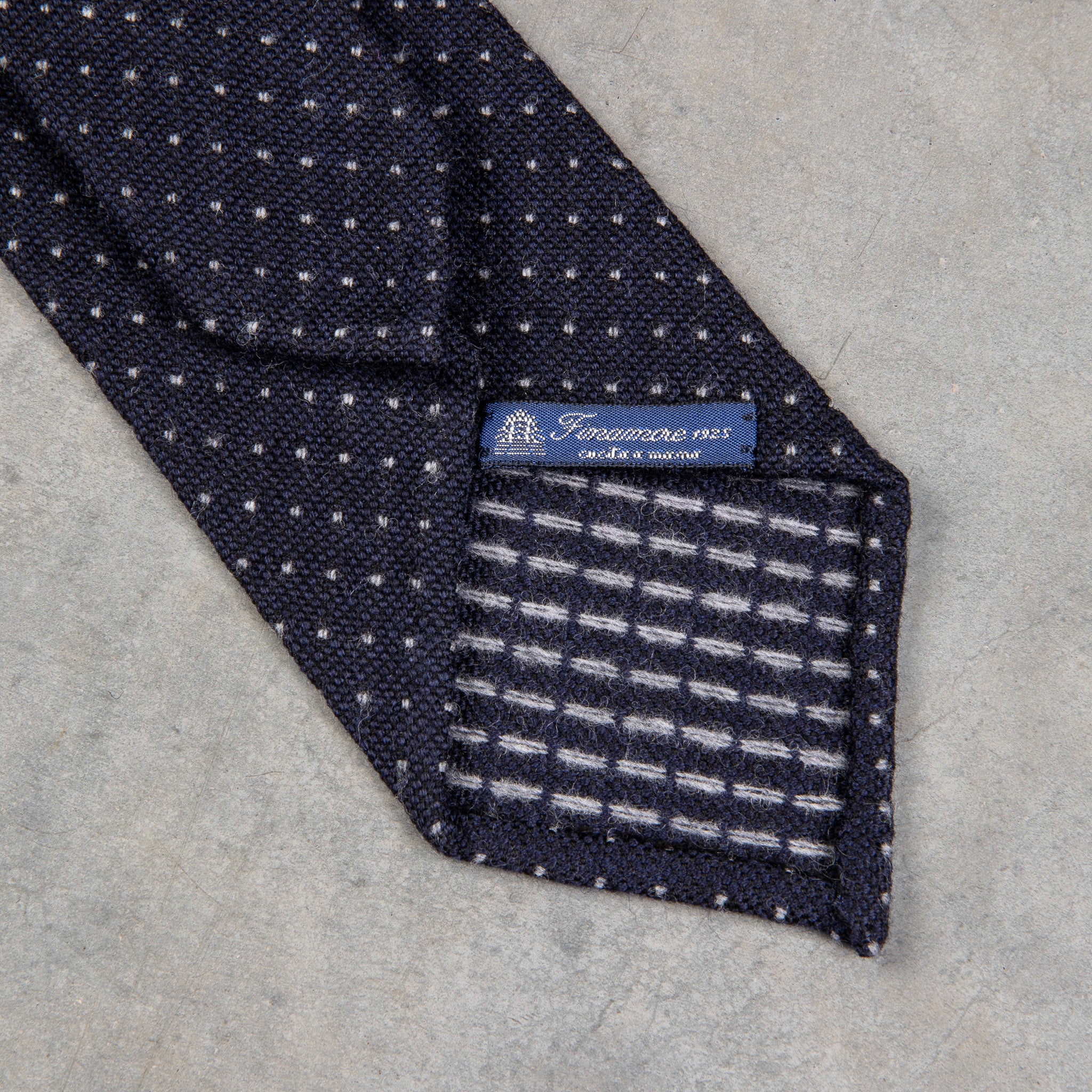 Finamore Anversa Tie Untipped Jacquard Polka Dot Navy