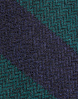 Finamore Anversa Tie Untipped Loose Weave Striped Navy Green