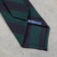 Finamore Anversa Tie Untipped Loose Weave Striped Navy Green