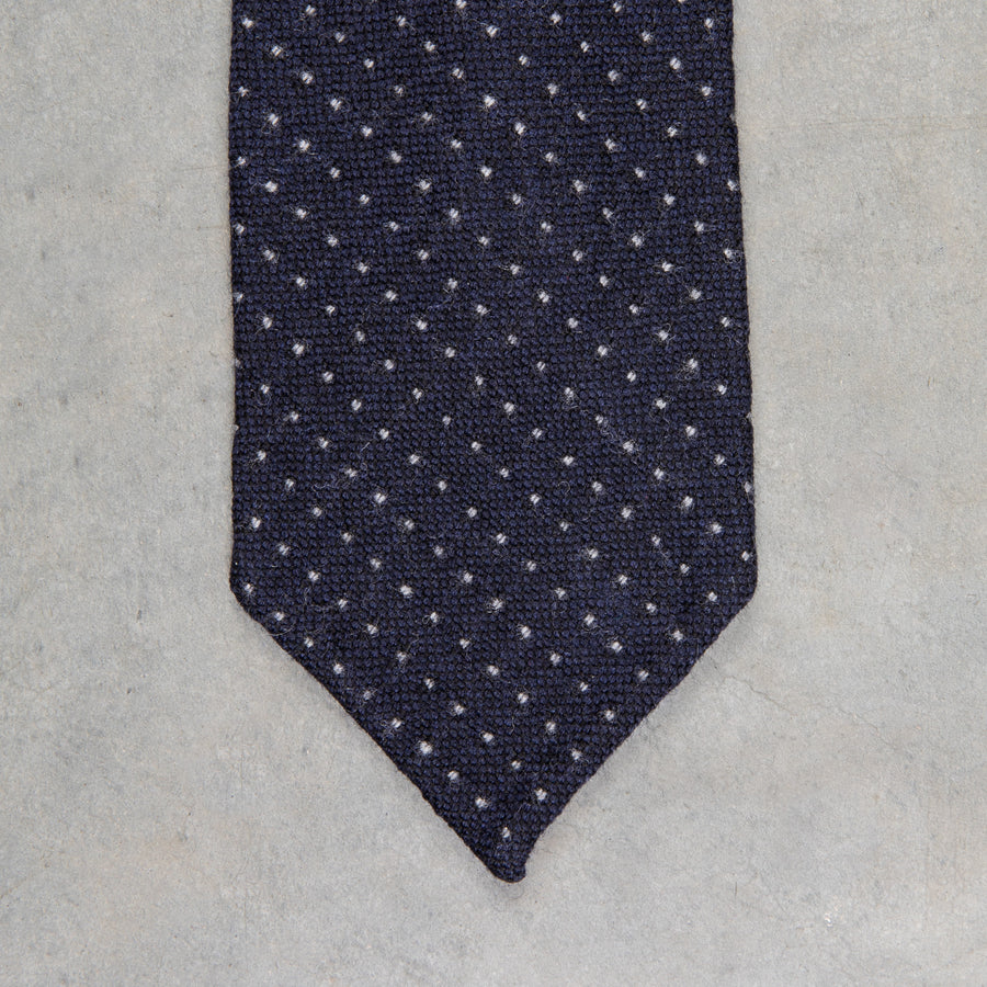 Finamore Anversa Tie Untipped Jacquard Polka Dot Navy