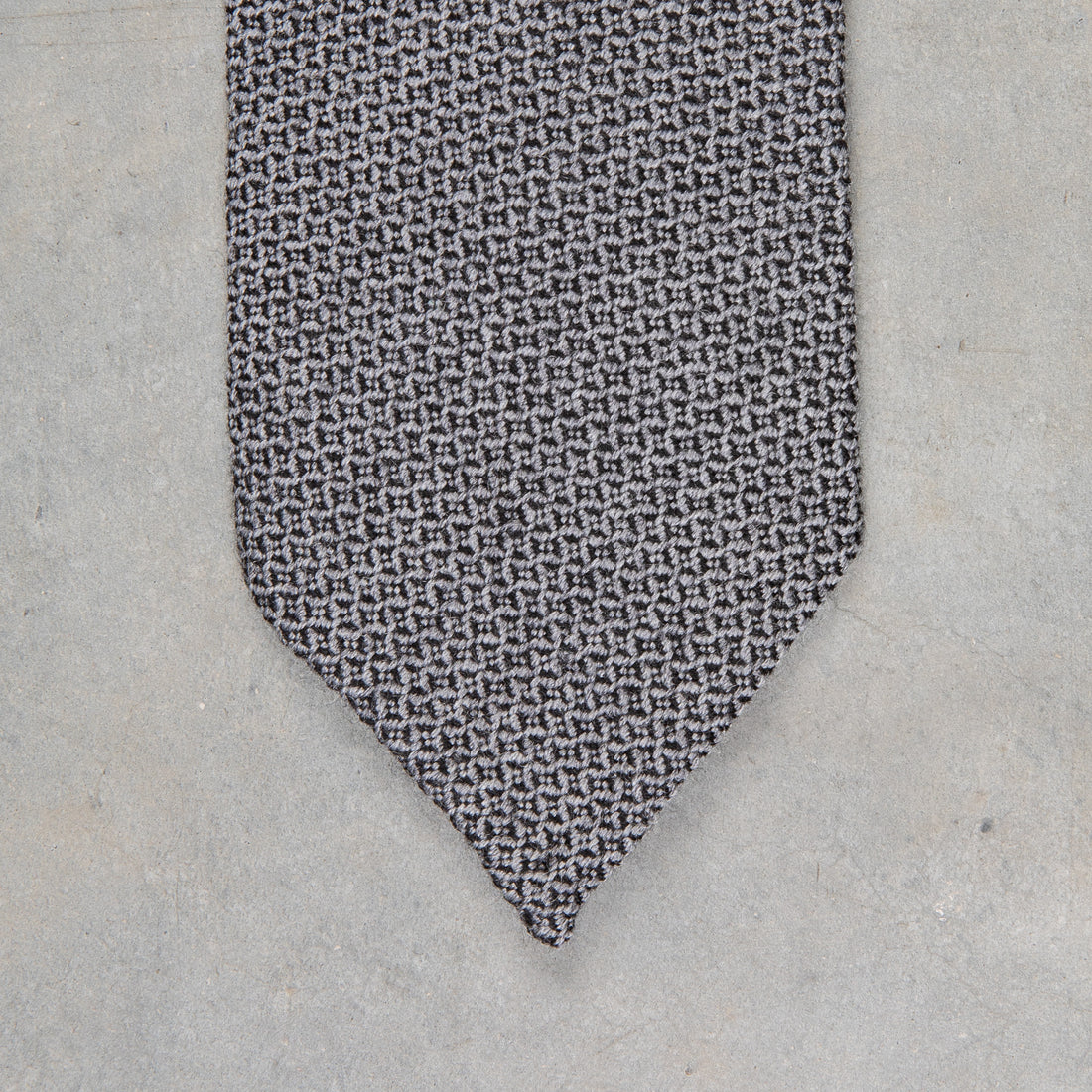 Finamore Anversa Tie Untipped Loose Weave Grey Mix