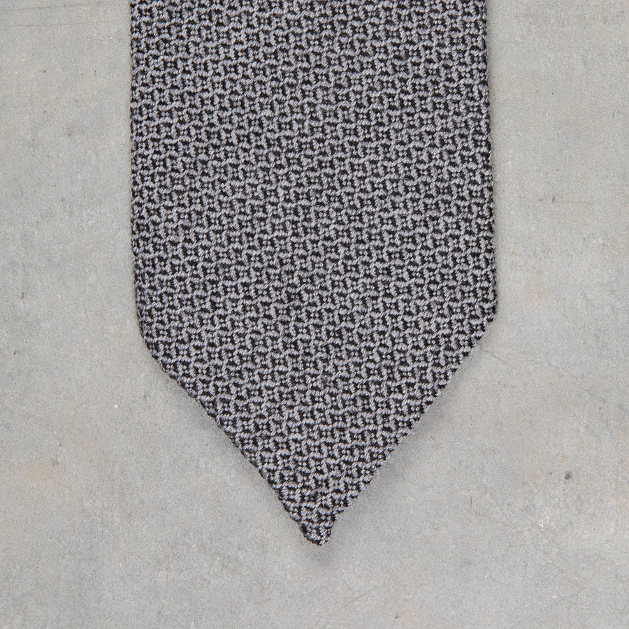 Finamore Anversa Tie Untipped Loose Weave Grey Mix