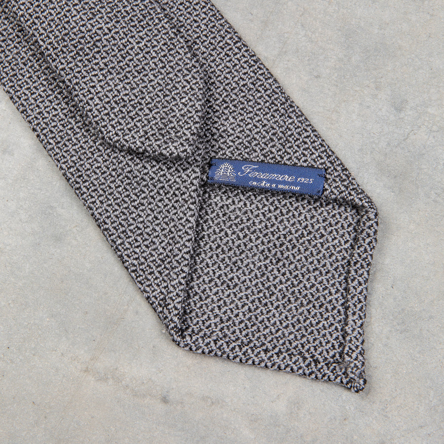 Finamore Anversa Tie Untipped Loose Weave Grey Mix