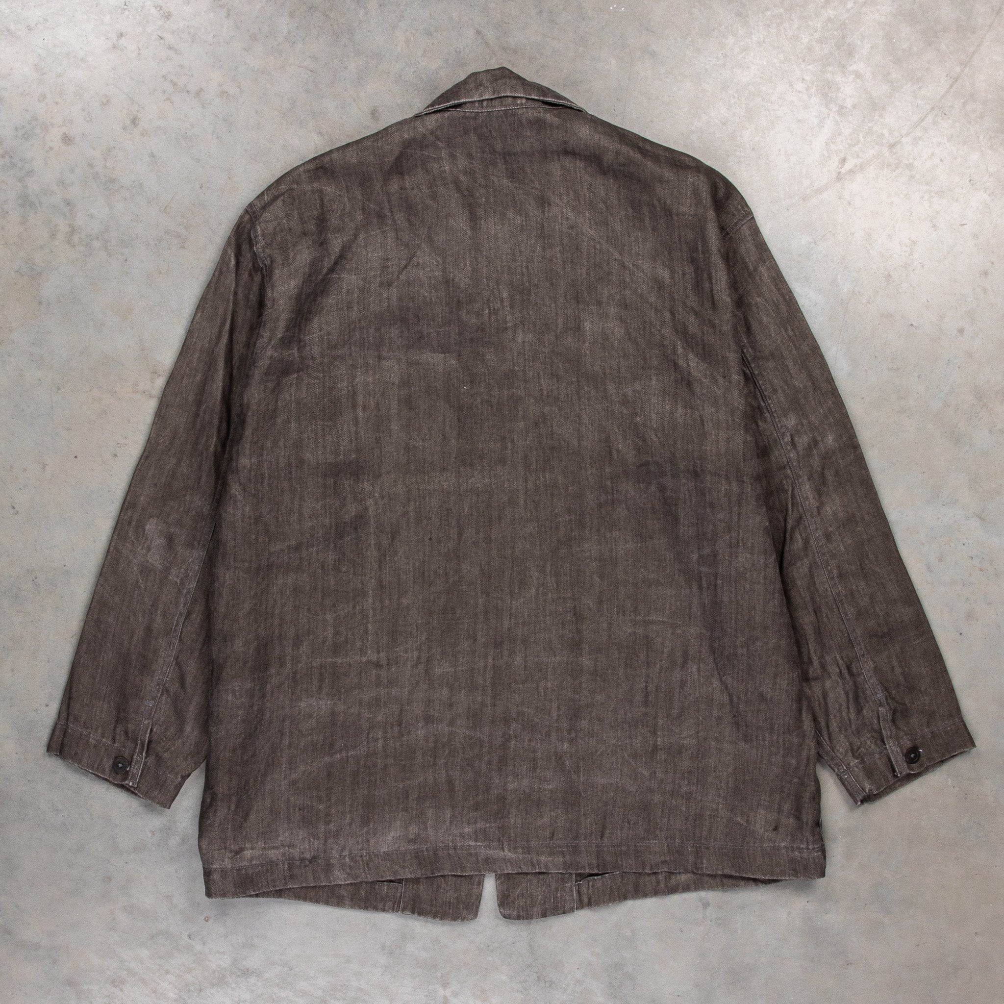 Orslow Simple Work Jacket Sumi Dyed Linen Charcoal