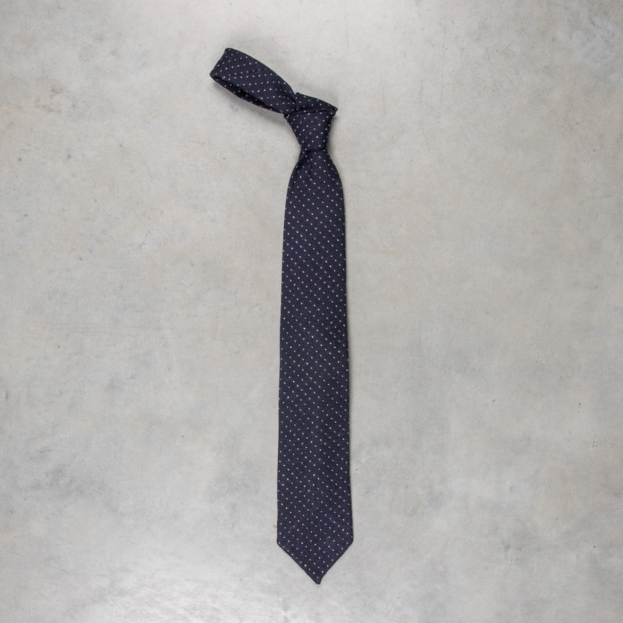 Finamore Anversa Tie Untipped Jacquard Polka Dot Navy