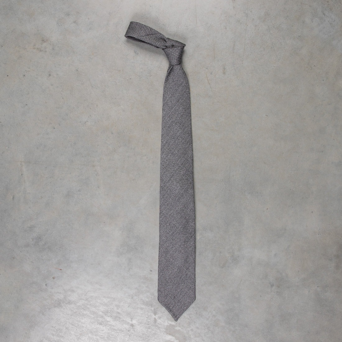 Finamore Anversa Tie Untipped Loose Weave Grey Mix