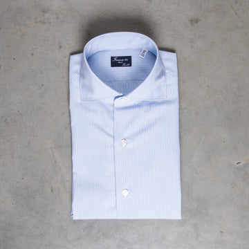 Finamore "Traveller" shirt Milano fit collar eduardo light blue stripe