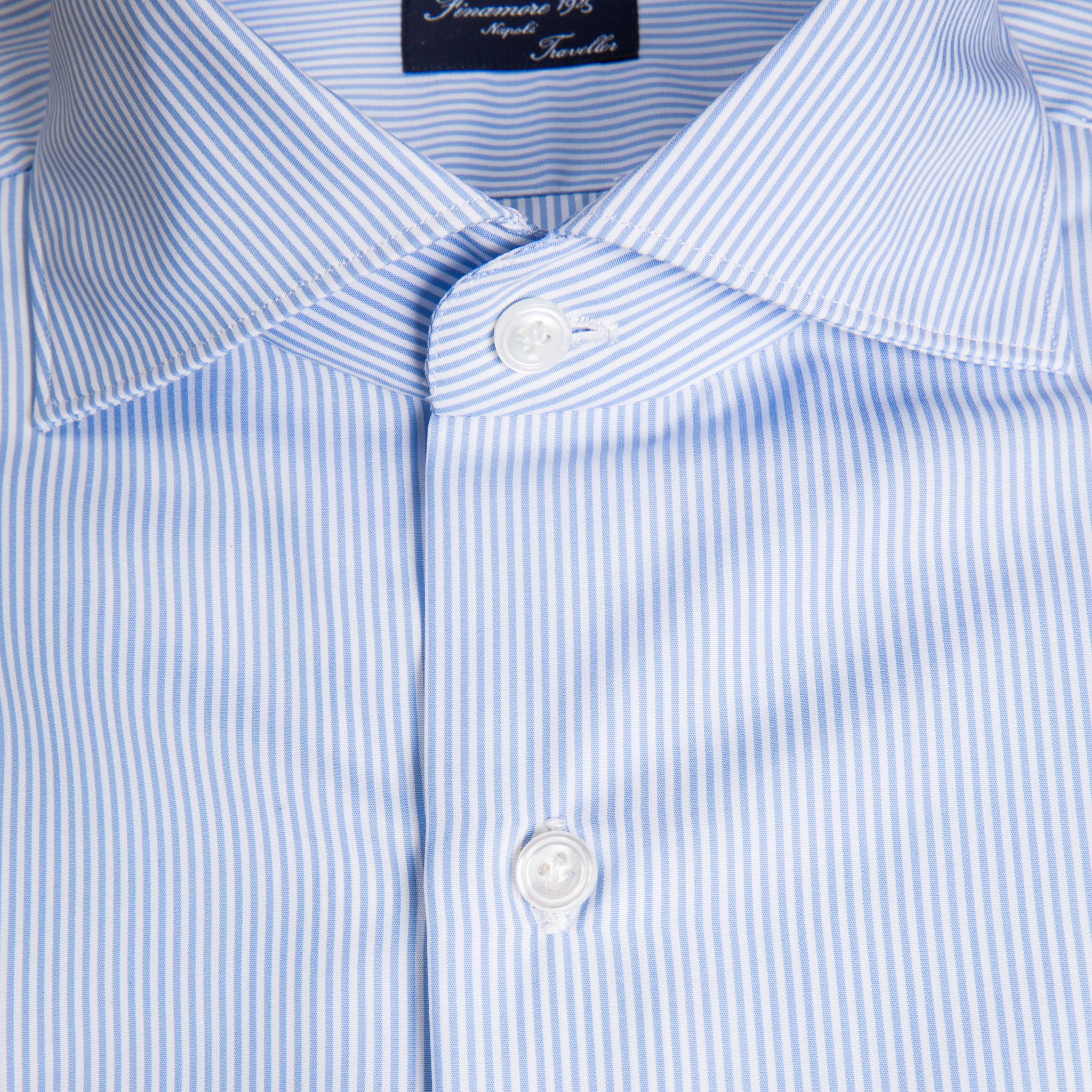 Finamore &quot;Traveller&quot; shirt Milano fit collar eduardo light blue stripe