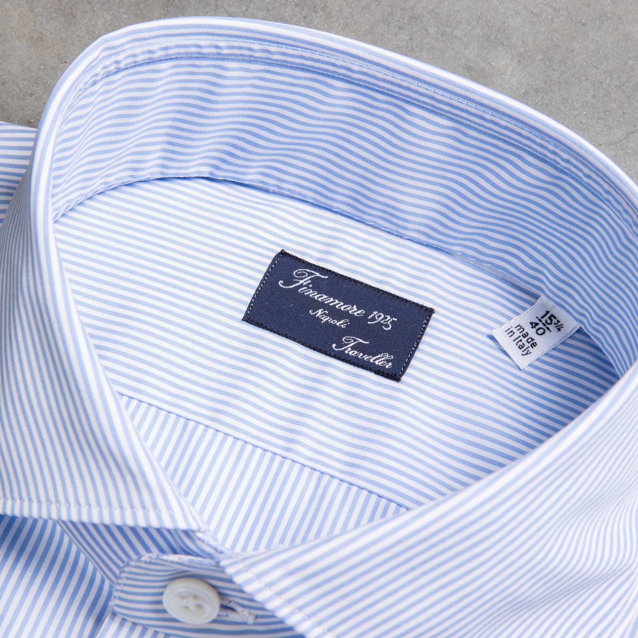 Finamore &quot;Traveller&quot; shirt Milano fit collar eduardo light blue stripe