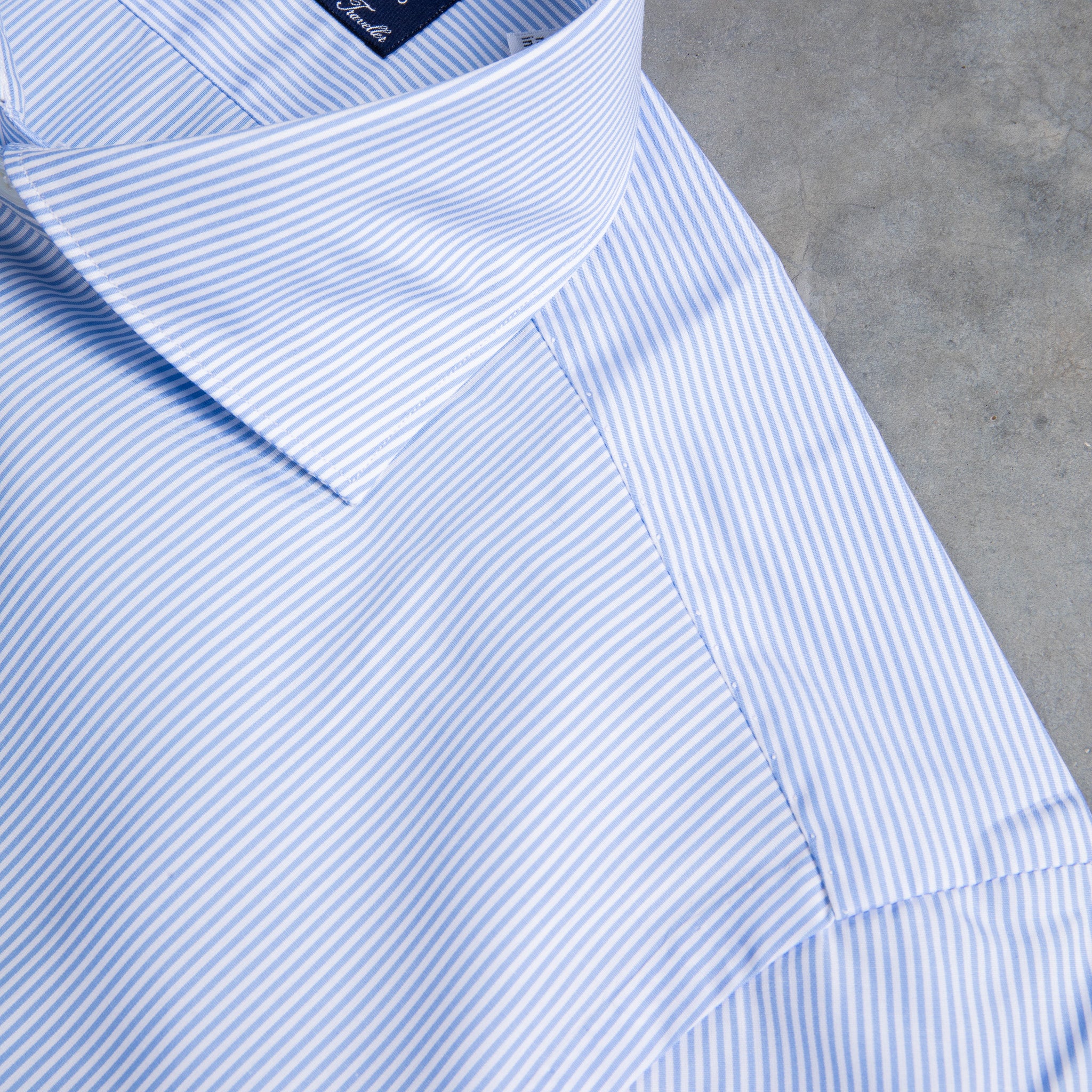 Finamore &quot;Traveller&quot; shirt Milano fit collar eduardo light blue stripe