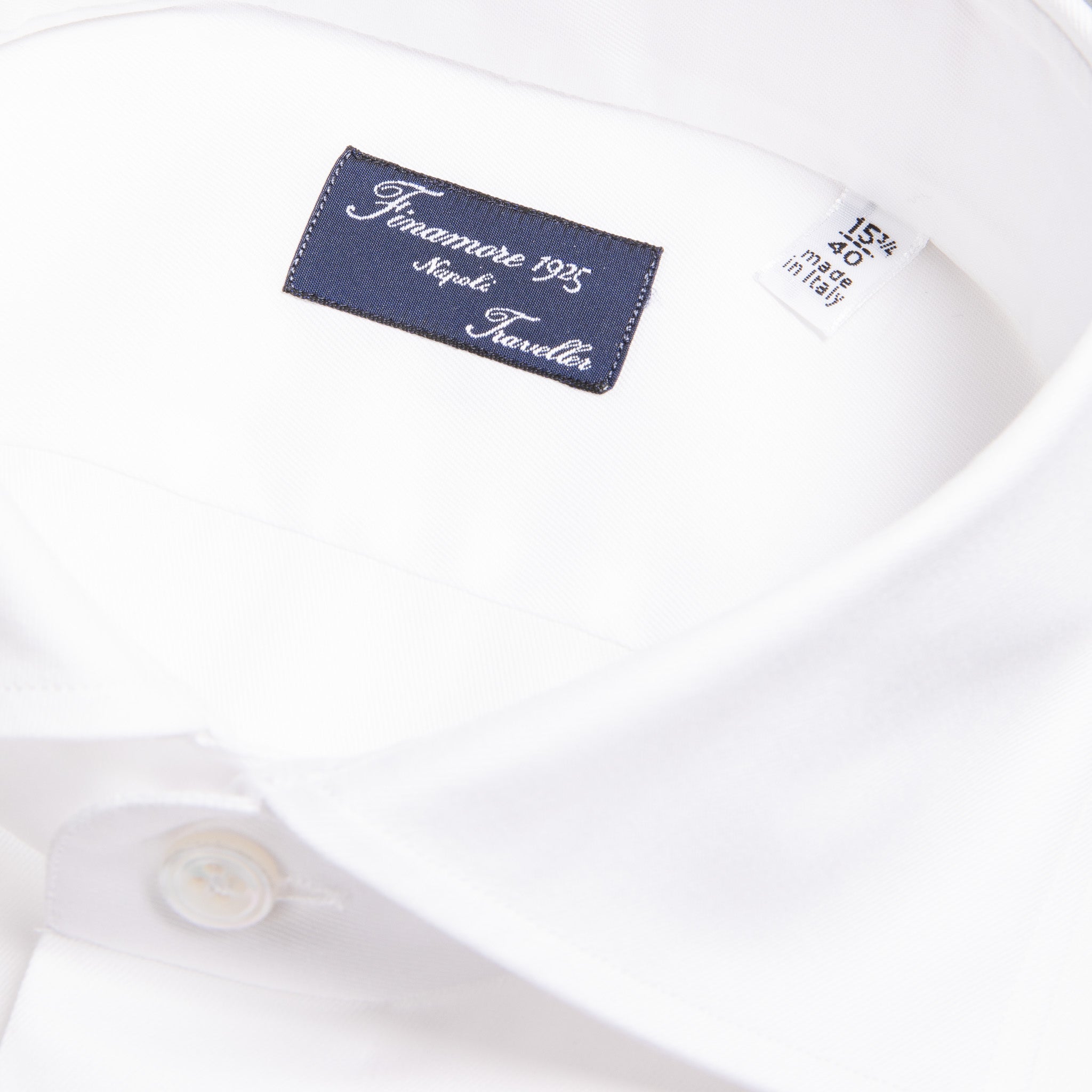 Finamore &#39;Traveller&#39; Shirt Napoli Fit Collar Eduardo White Alumo twill