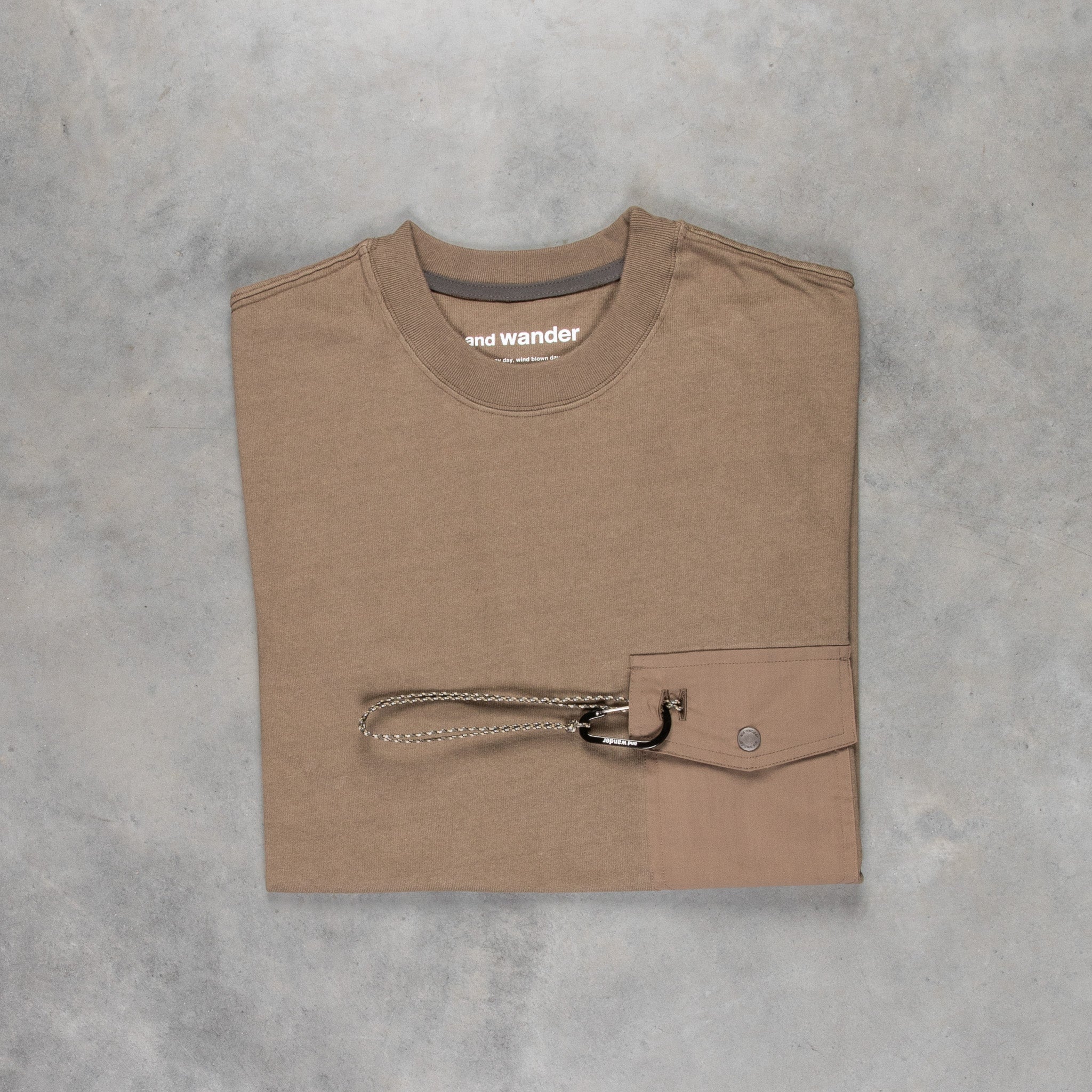 and wander Heavy Cotton Pocket Long Sleeve Tee - Light Beige
