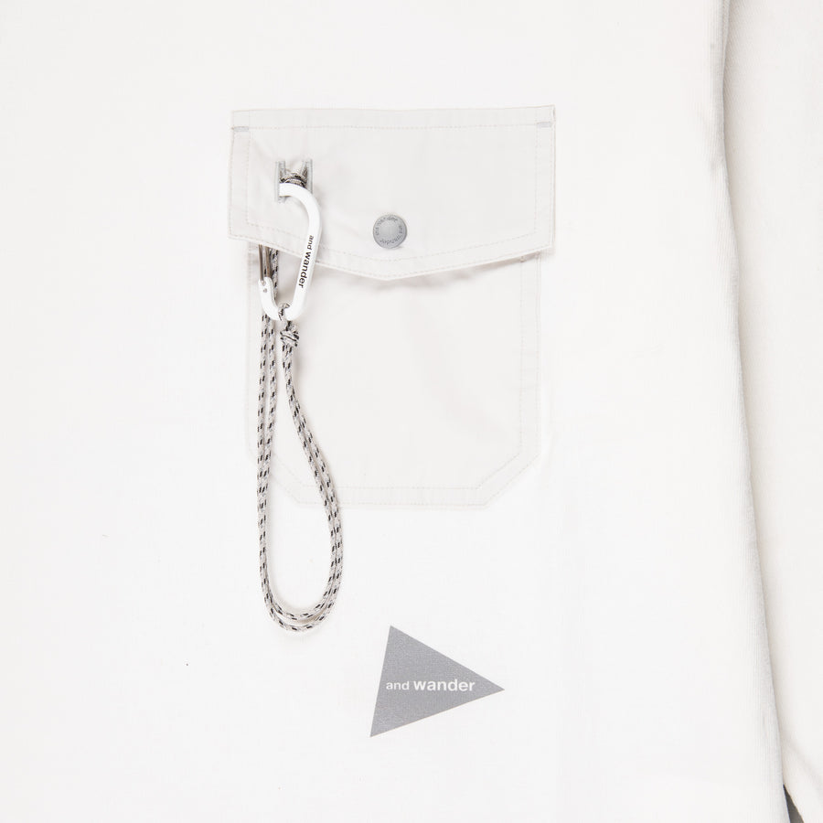 And Wander Heavy Cotton Pocket LS T-Shirt White