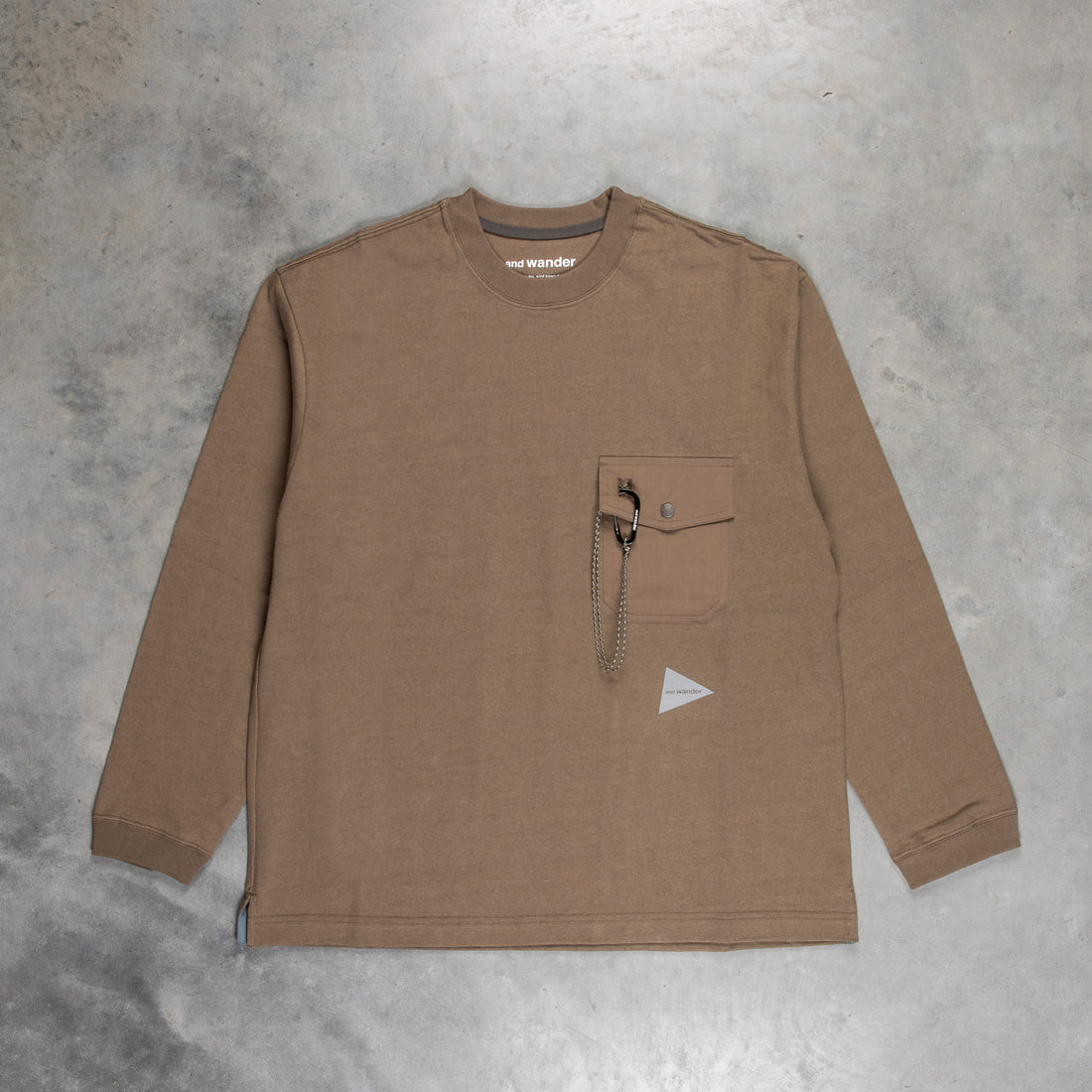And Wander Heavy Cotton Pocket LS T-Shirt D. Beige