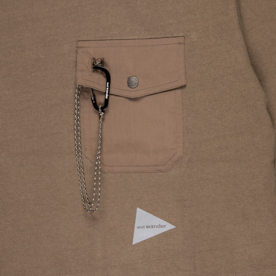 And Wander Heavy Cotton Pocket LS T-Shirt D. Beige