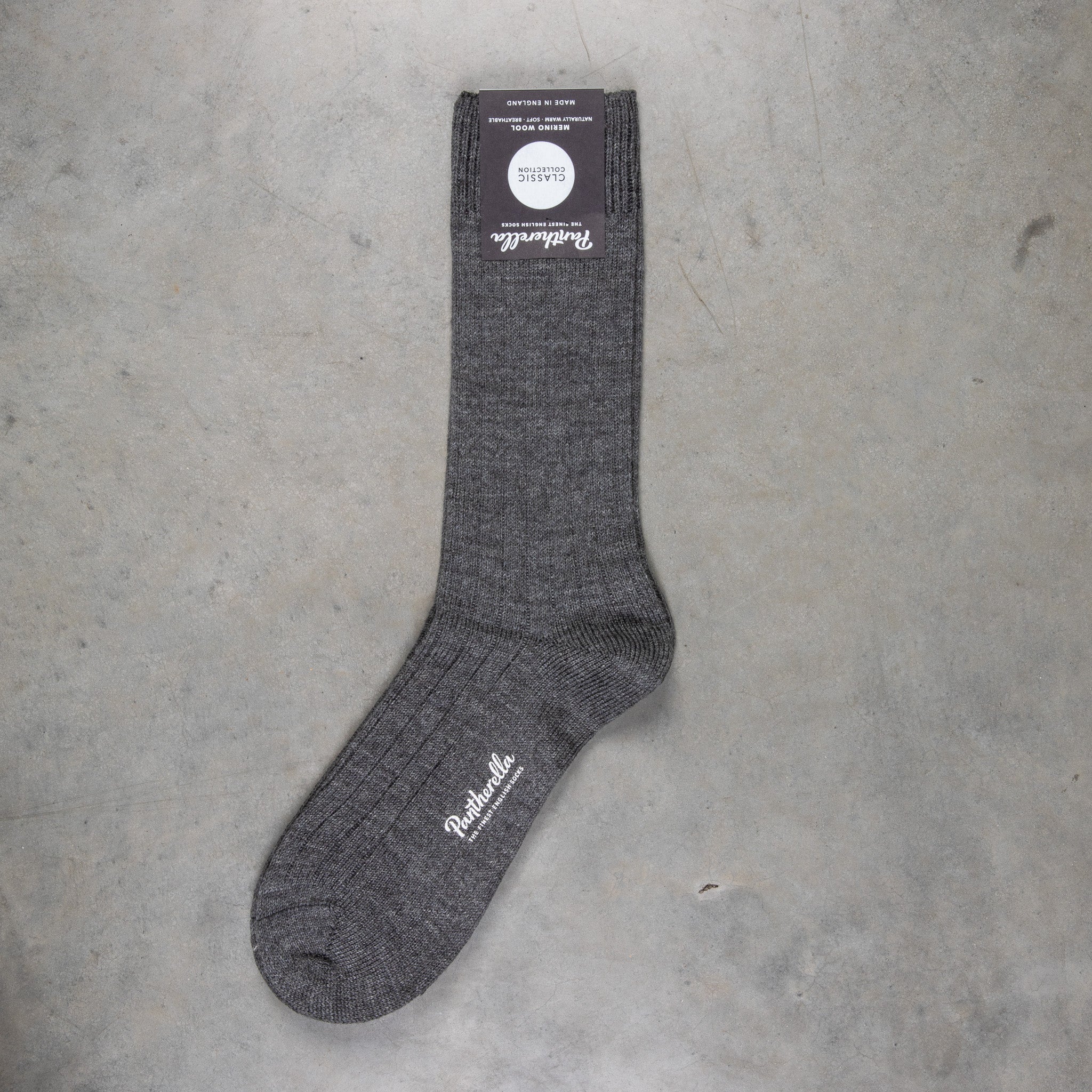 Pantherella Packington Merino wool socks Dark Grey Mix