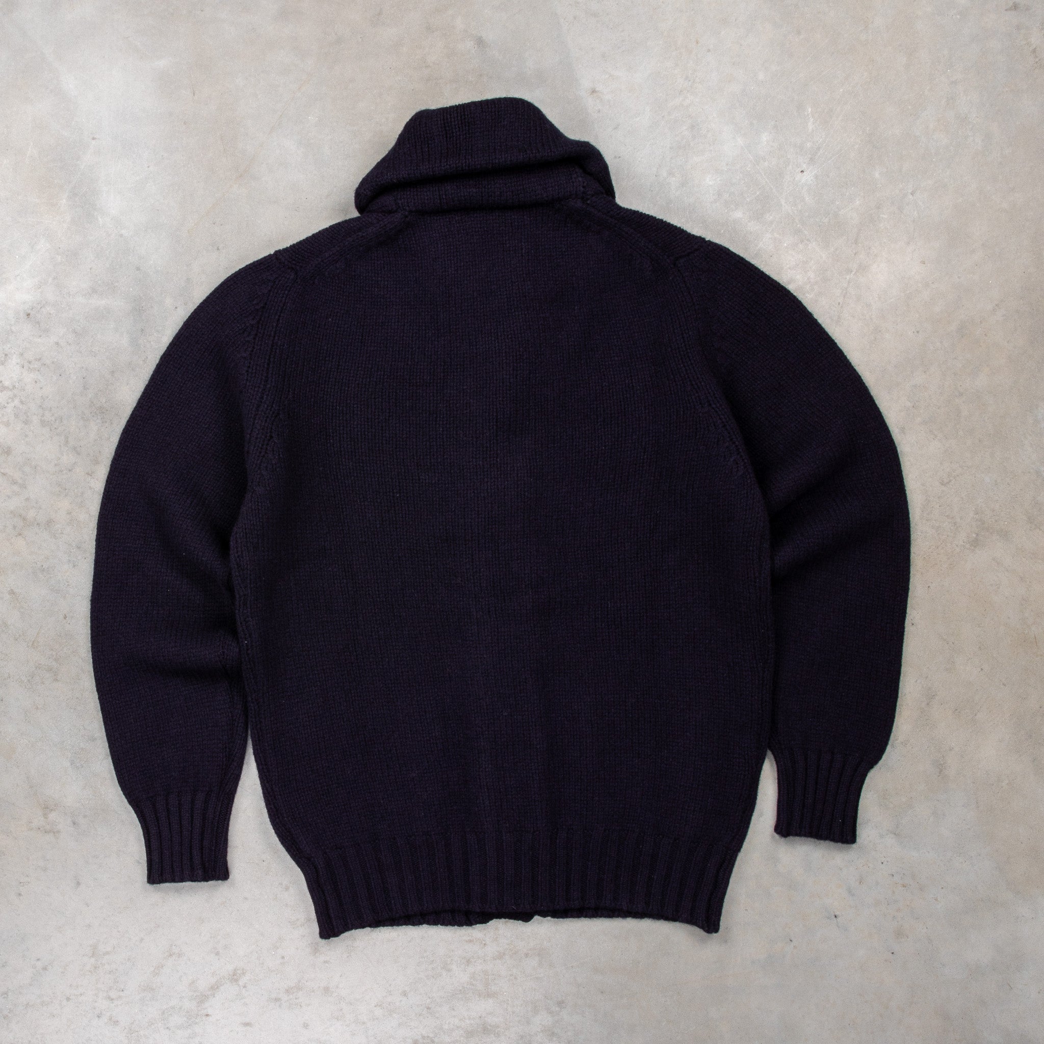 William Lockie x Frans Boone Alain Shawl Cardigan Lambswool Navy