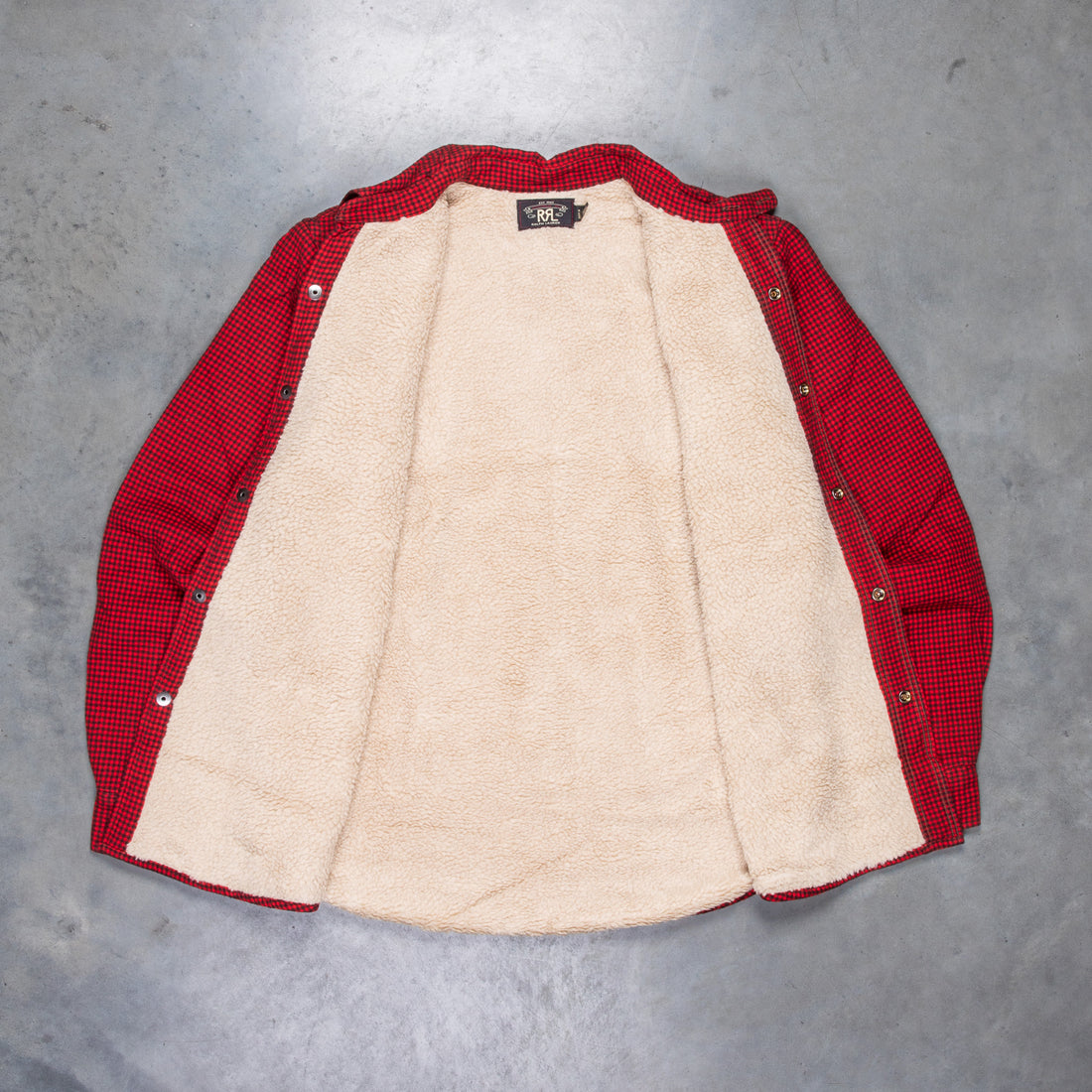 RRL Vermont Fleece Lined Shirt RL-663 Check Red Black