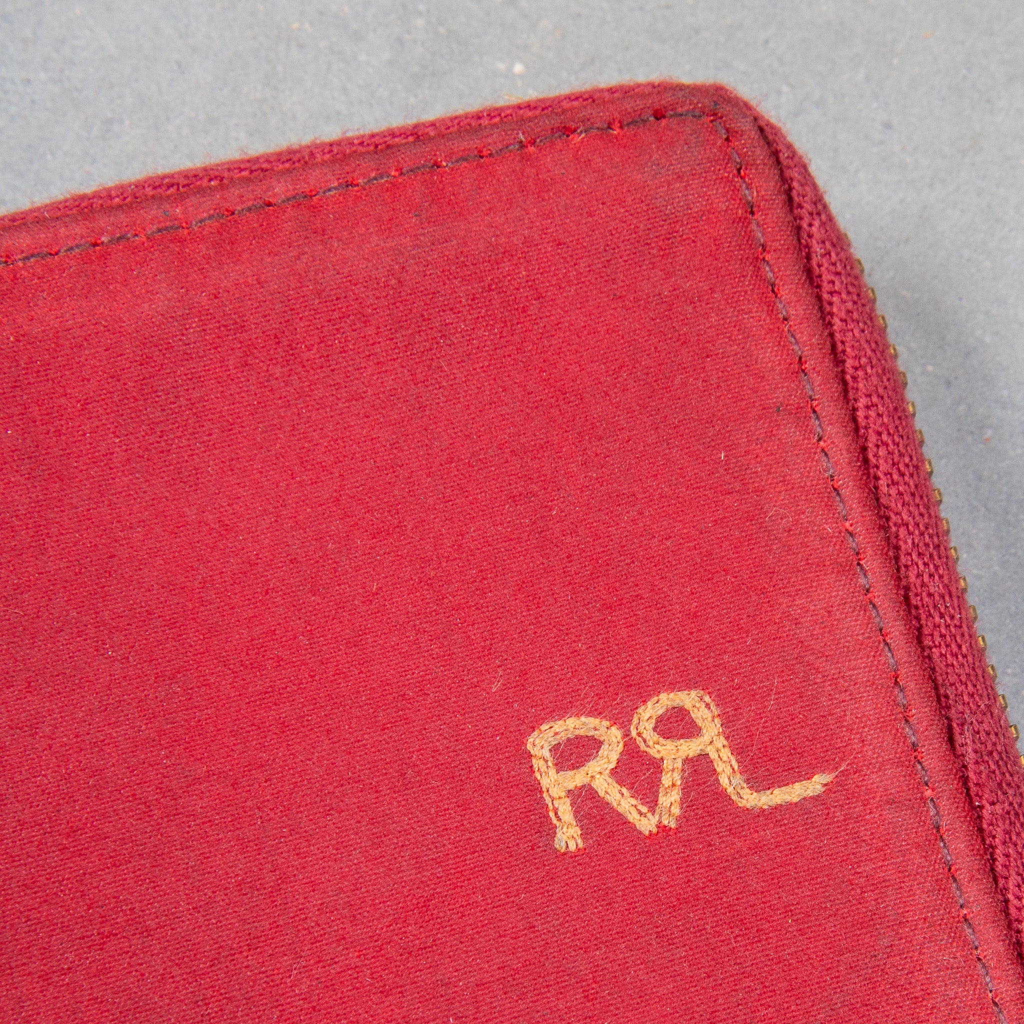 RRL Zip Wallet Oilcloth Red