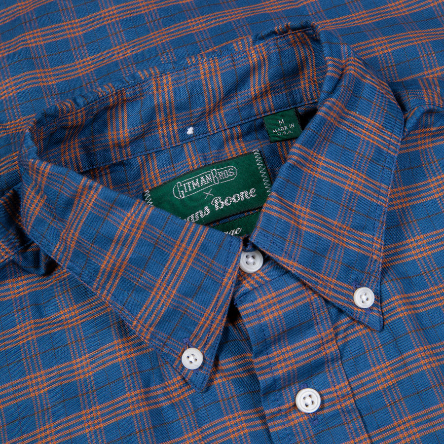 Gitman Vintage x Frans Boone Oxford Check Denim Orange - Buck