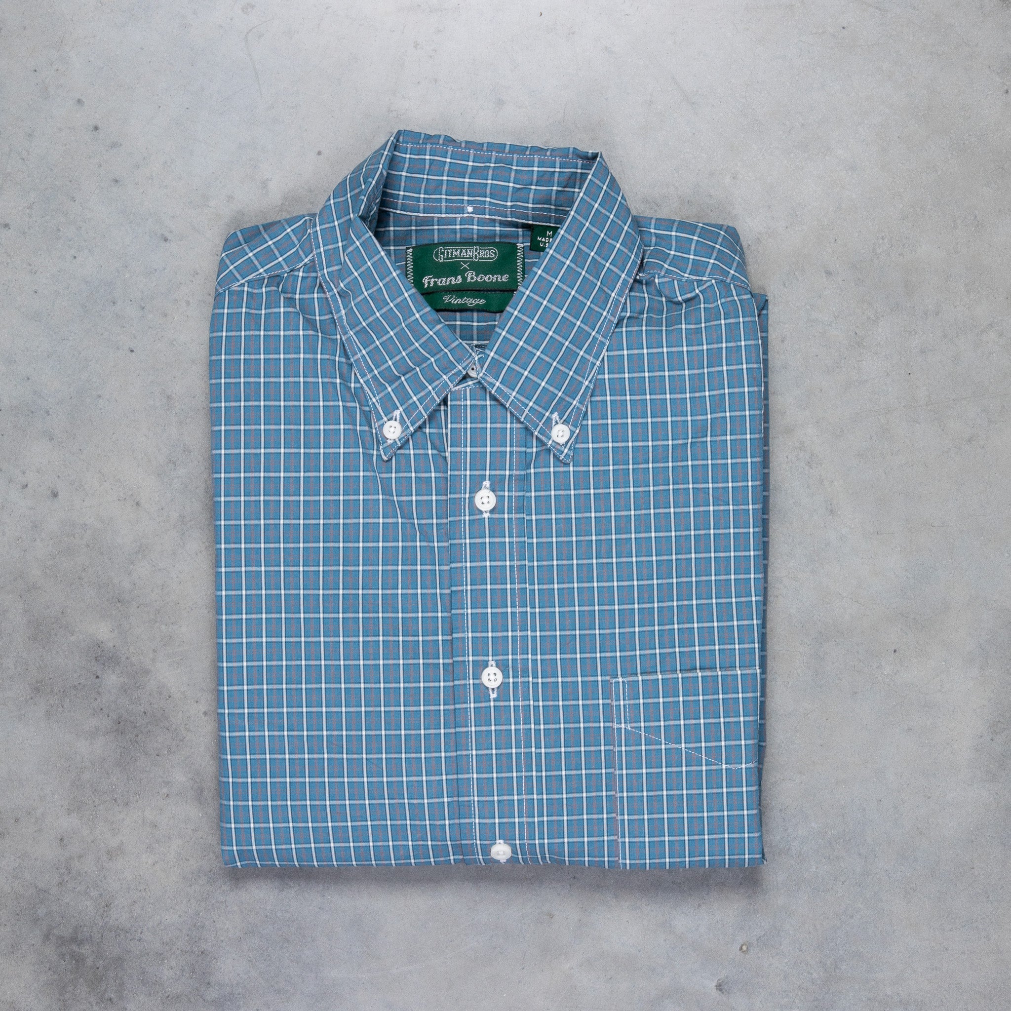 Gitman Vintage x Frans Boone Poplin Check Teal Russet White - Chad