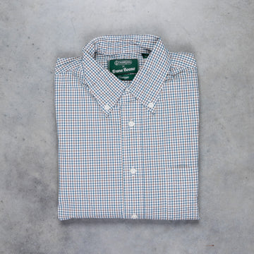 Gitman Vintage x Frans Boone Poplin Check White Teal Brown - Gene