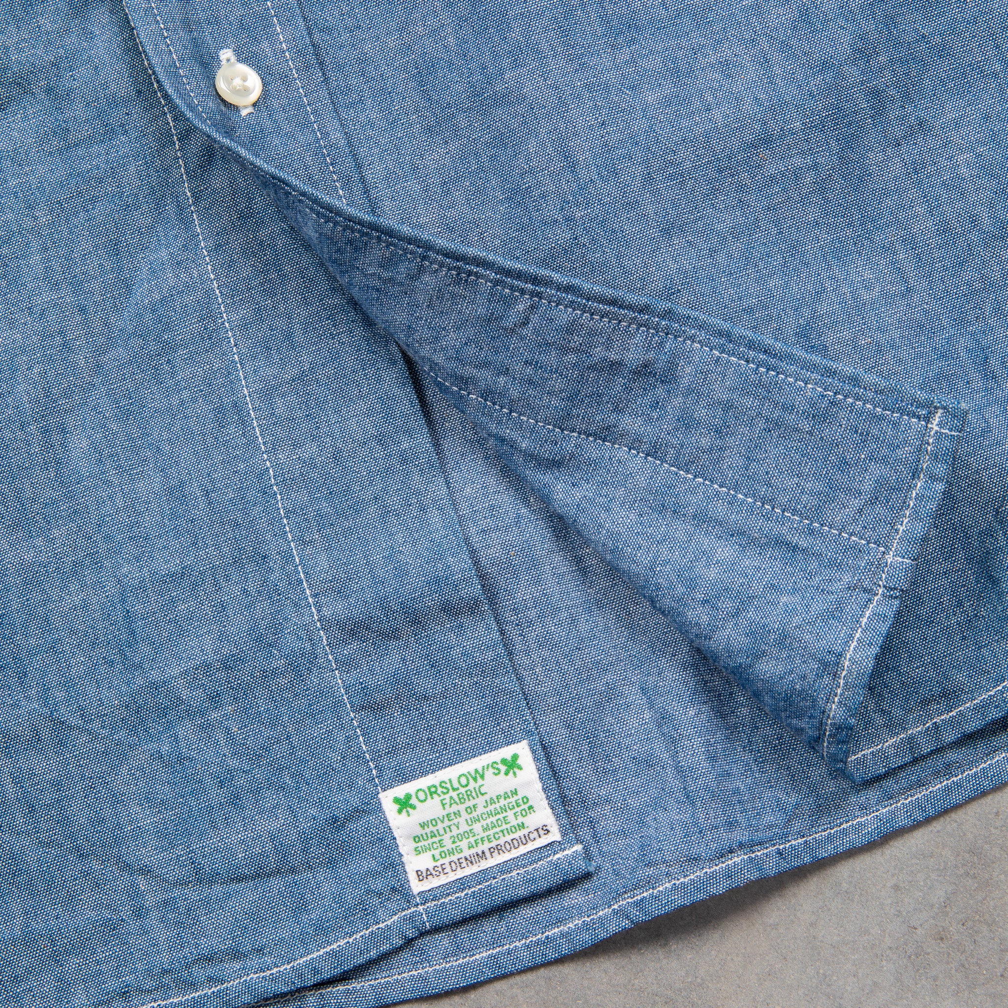 Orslow Button Down Washed Chambray Shirt