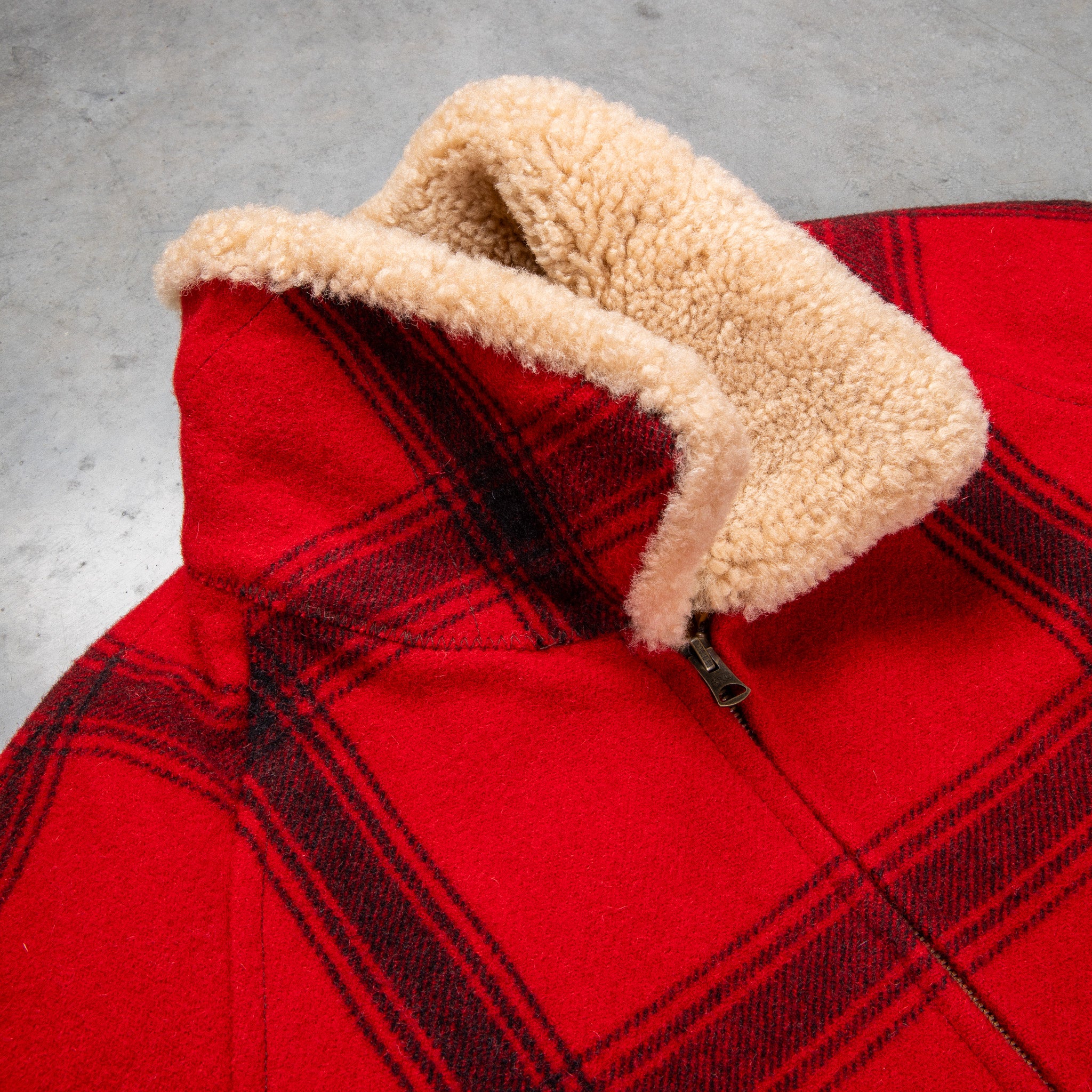 RRL Kaplan Wool Shearling-Collar Plaid Jacket