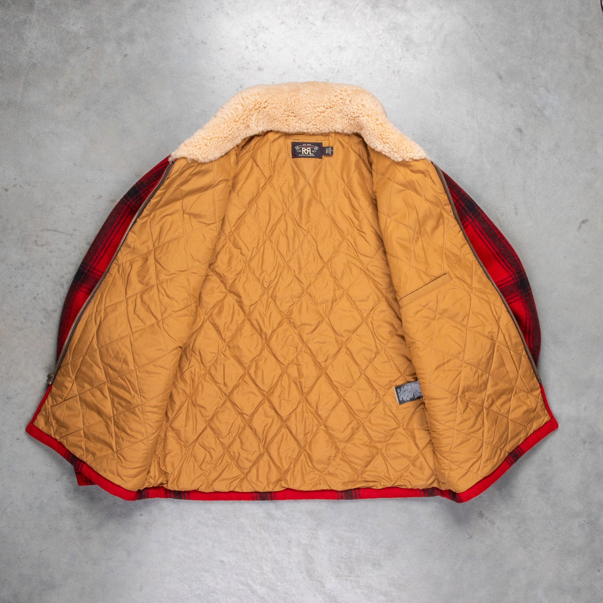RRL Kaplan Wool Shearling-Collar Plaid Jacket