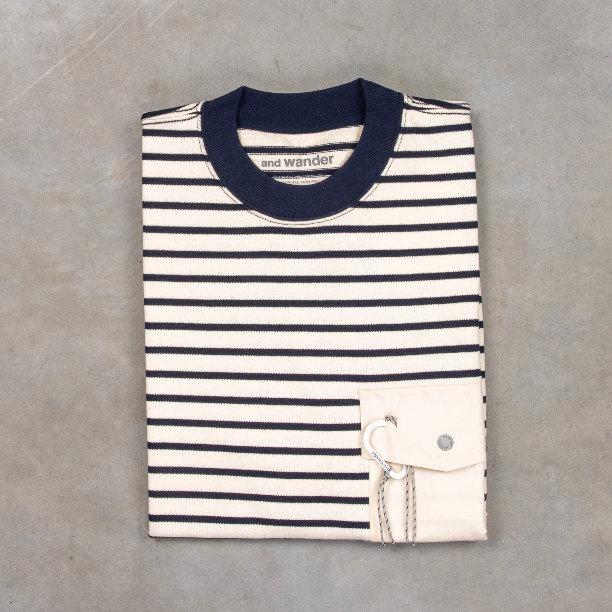 And Wander Stripe Pocket H/S Off White