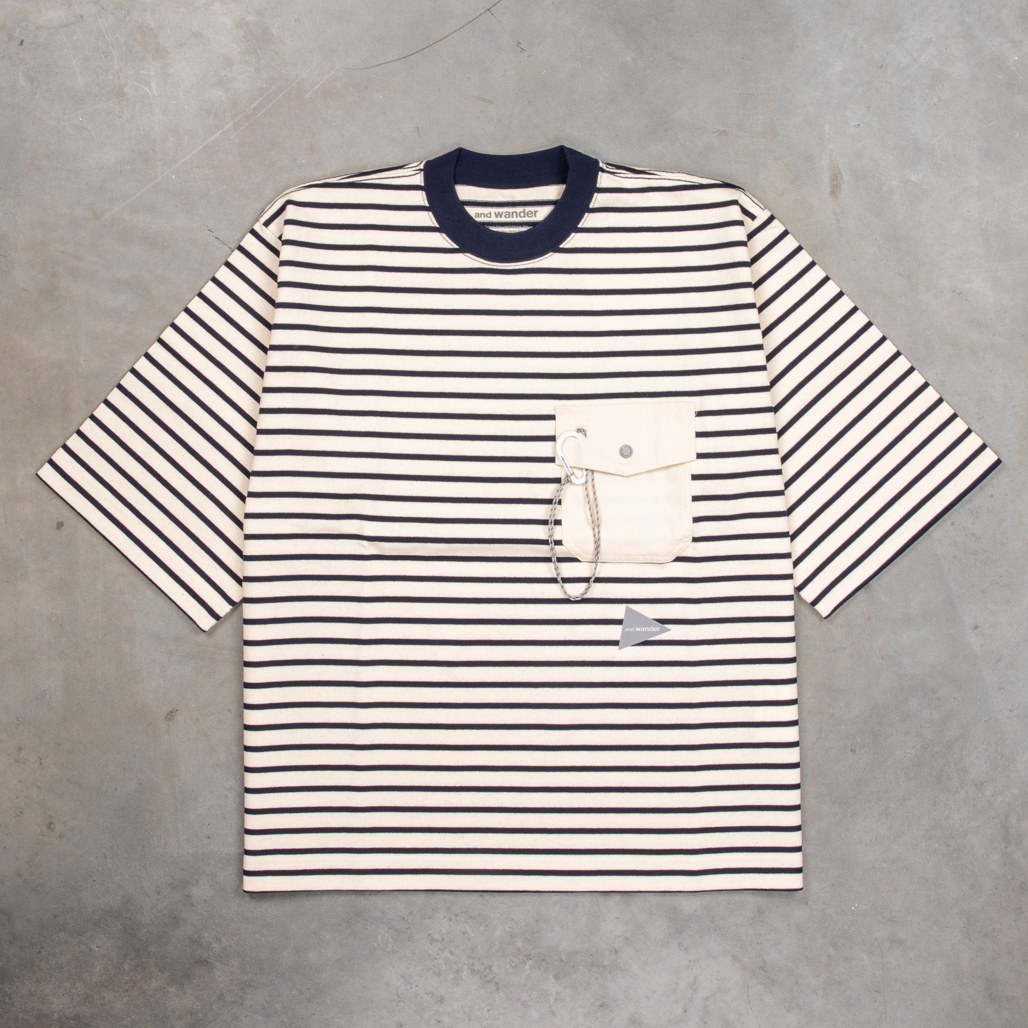 And Wander Stripe Pocket H/S Off White