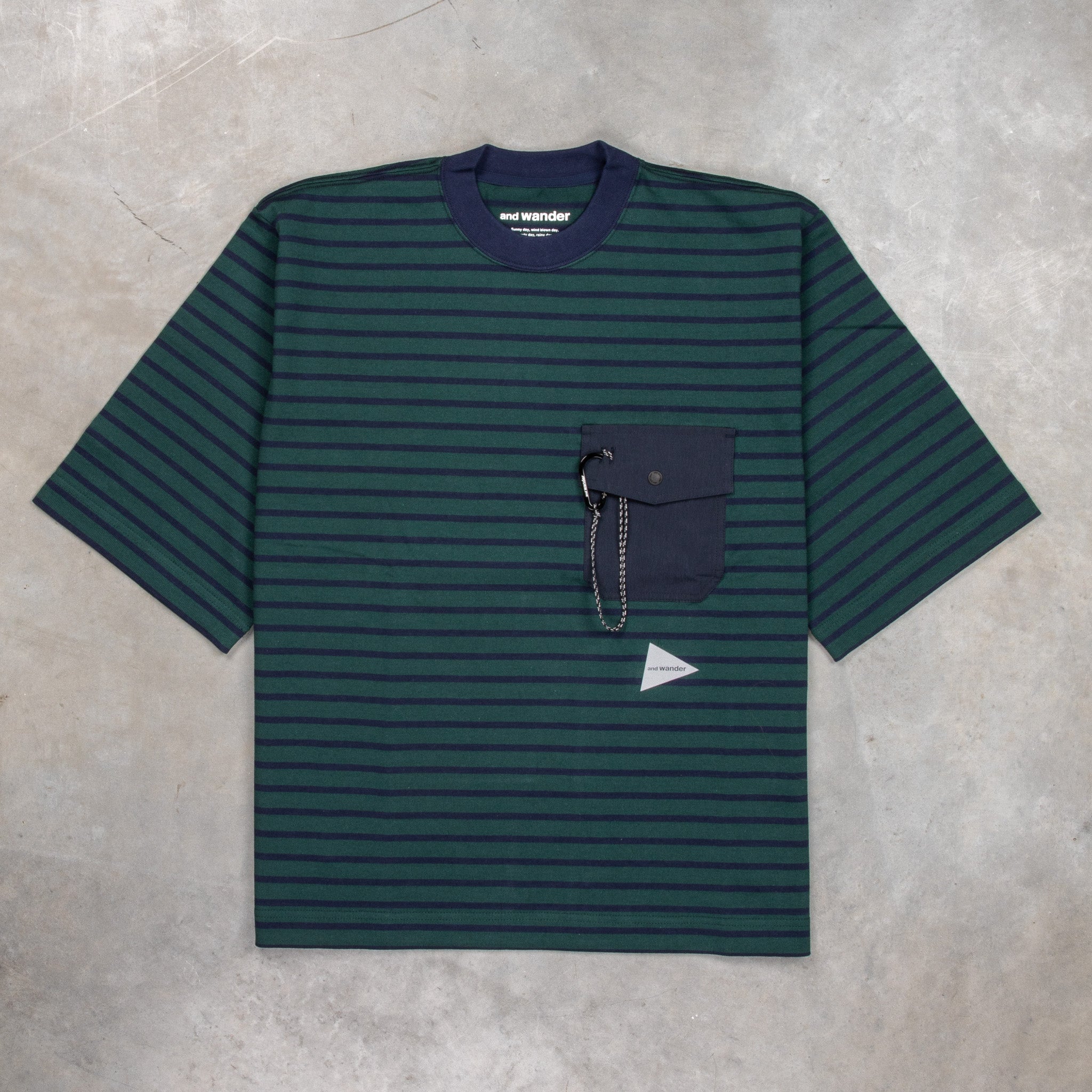 And Wander Stripe Pocket H/S Tee Green