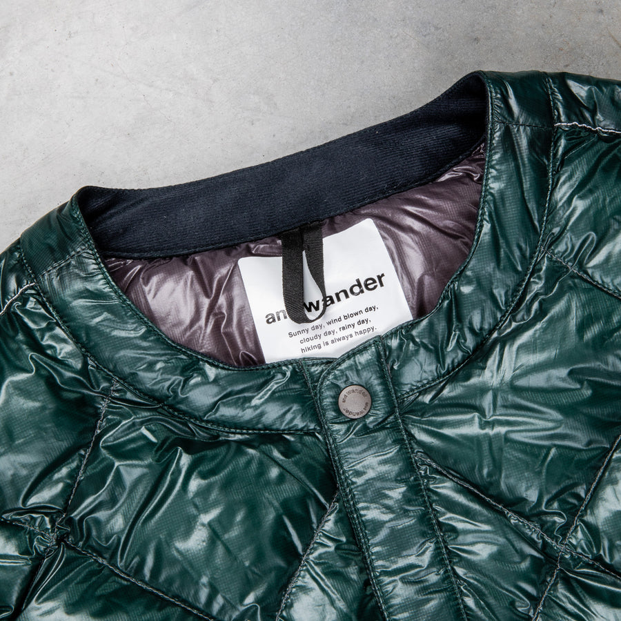 And Wander Diamond Stitch Down Vest Green