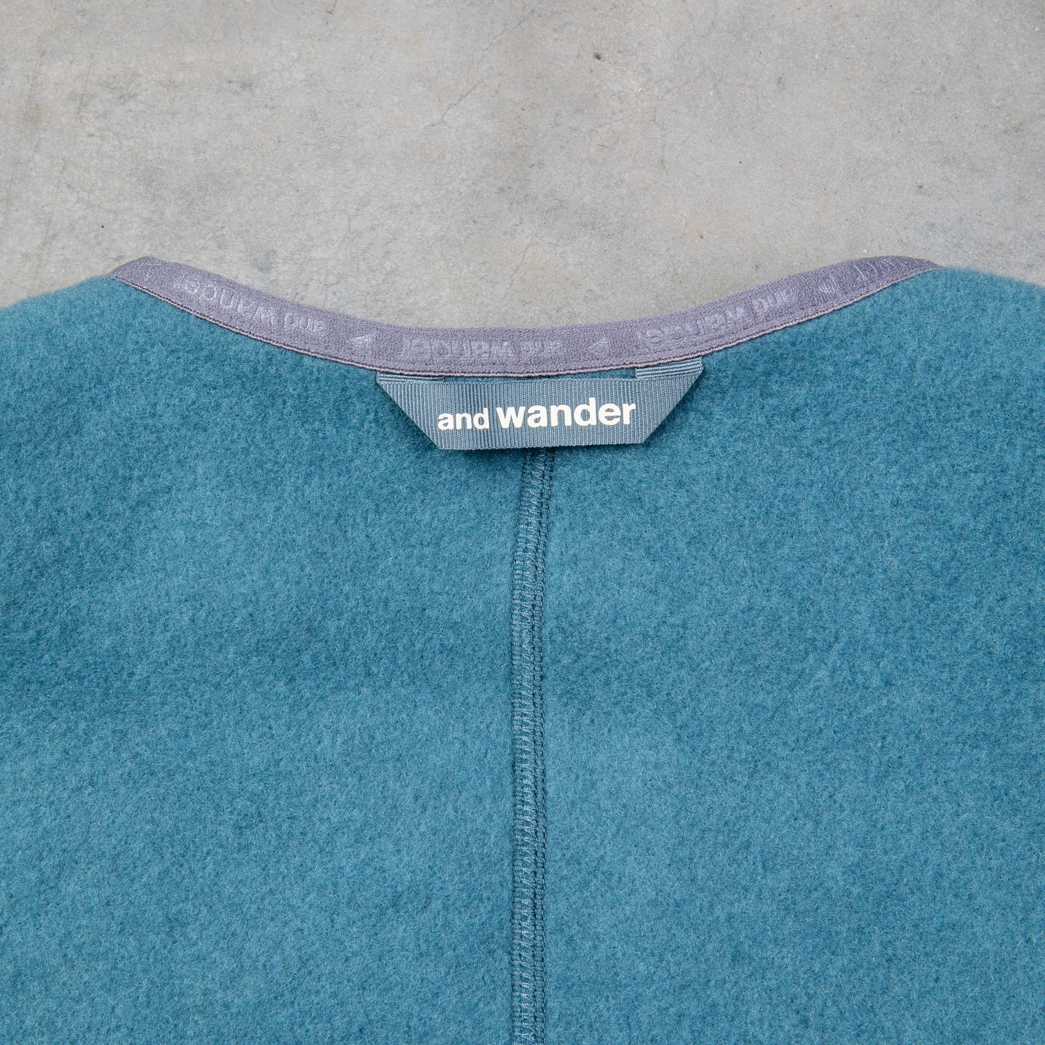 And Wander Wool Fleece Cardigan Blue Gray