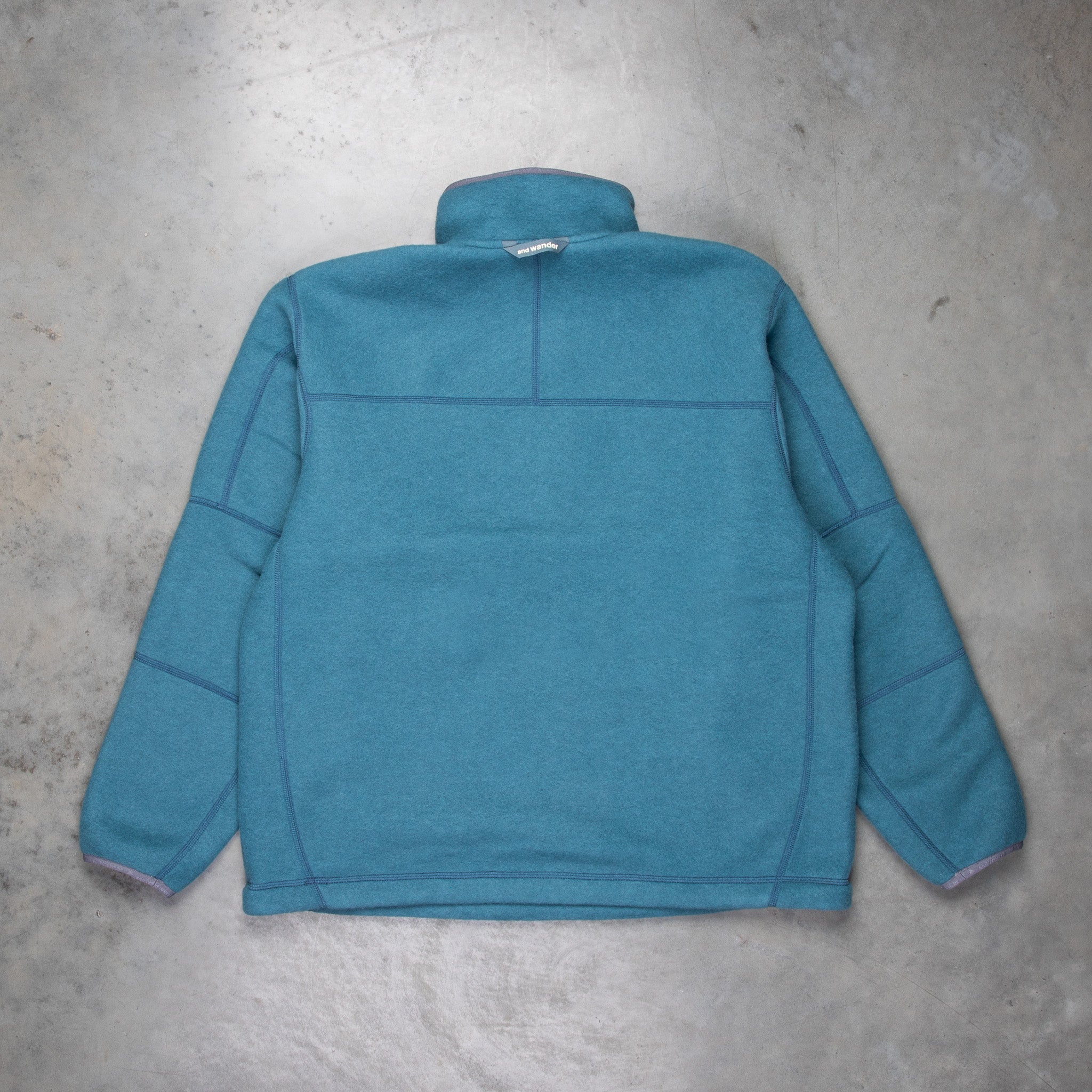 And Wander Wool Fleece Pullover Blue Gray