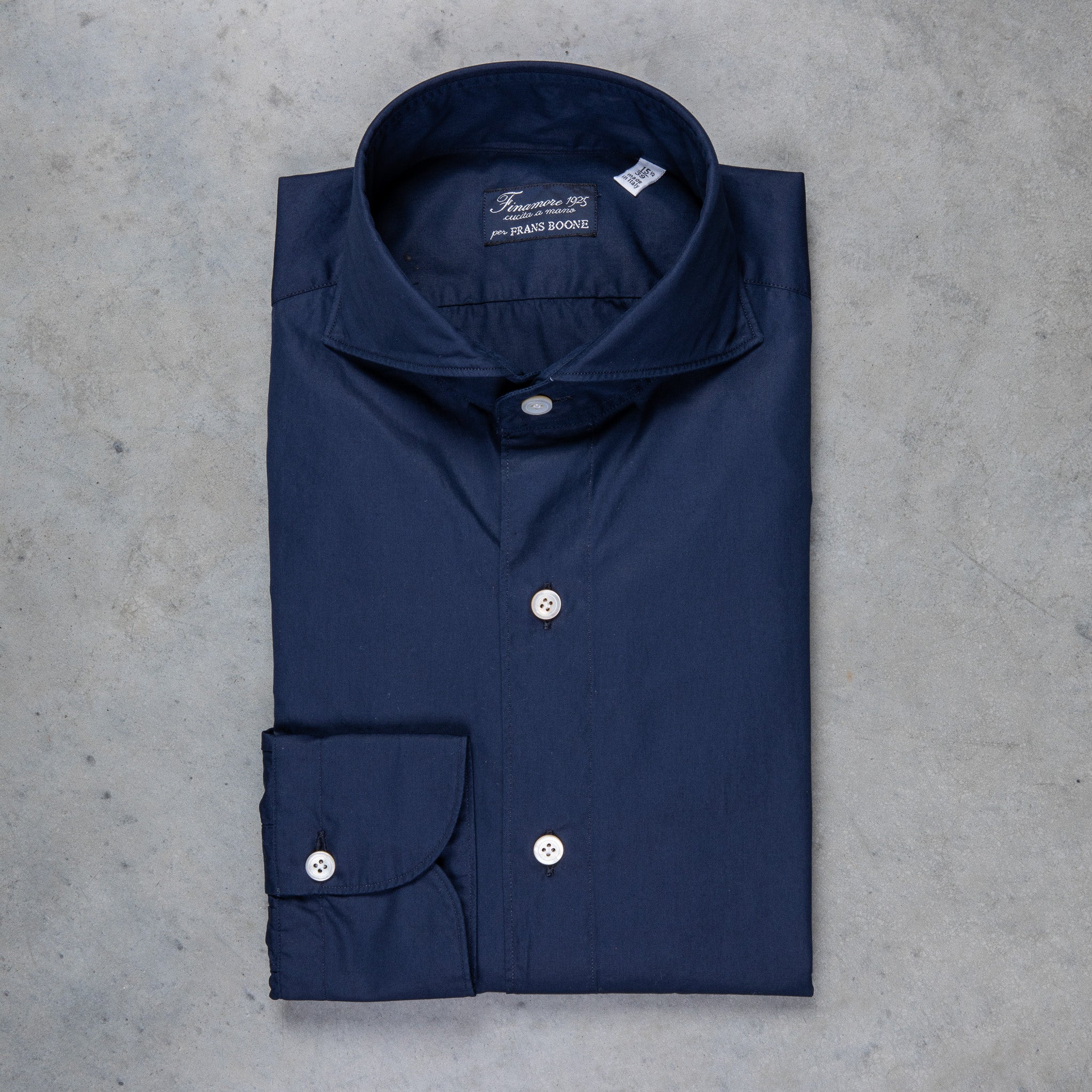 Finamore Tokyo Shirt Sergio Collar Poplin navy