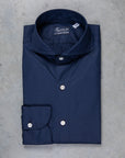 Finamore Tokyo Shirt Sergio Collar Poplin navy