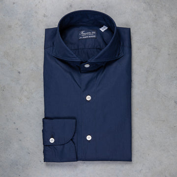 Finamore Tokyo Shirt Sergio Collar Poplin navy