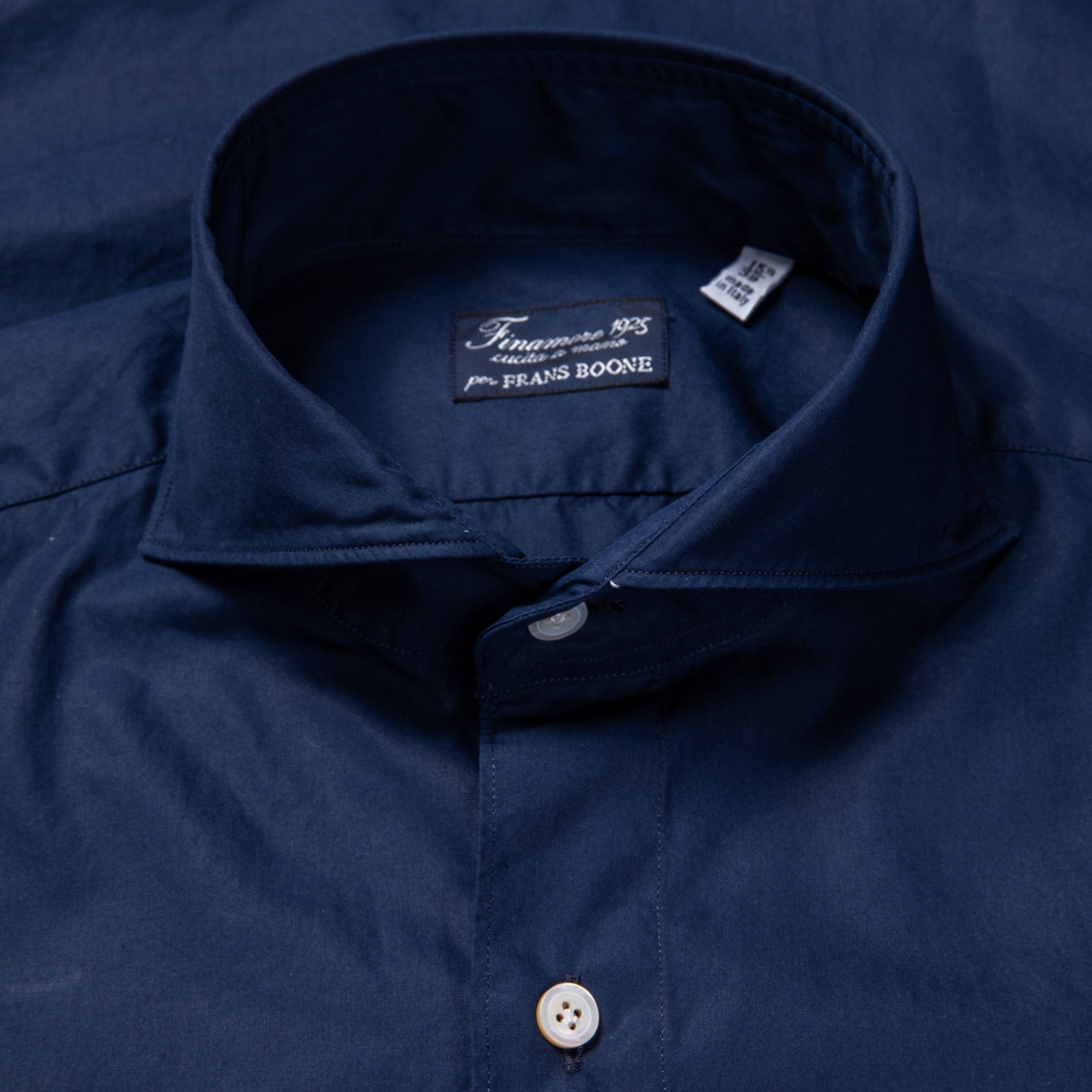 Finamore Tokyo Shirt Sergio Collar Poplin navy
