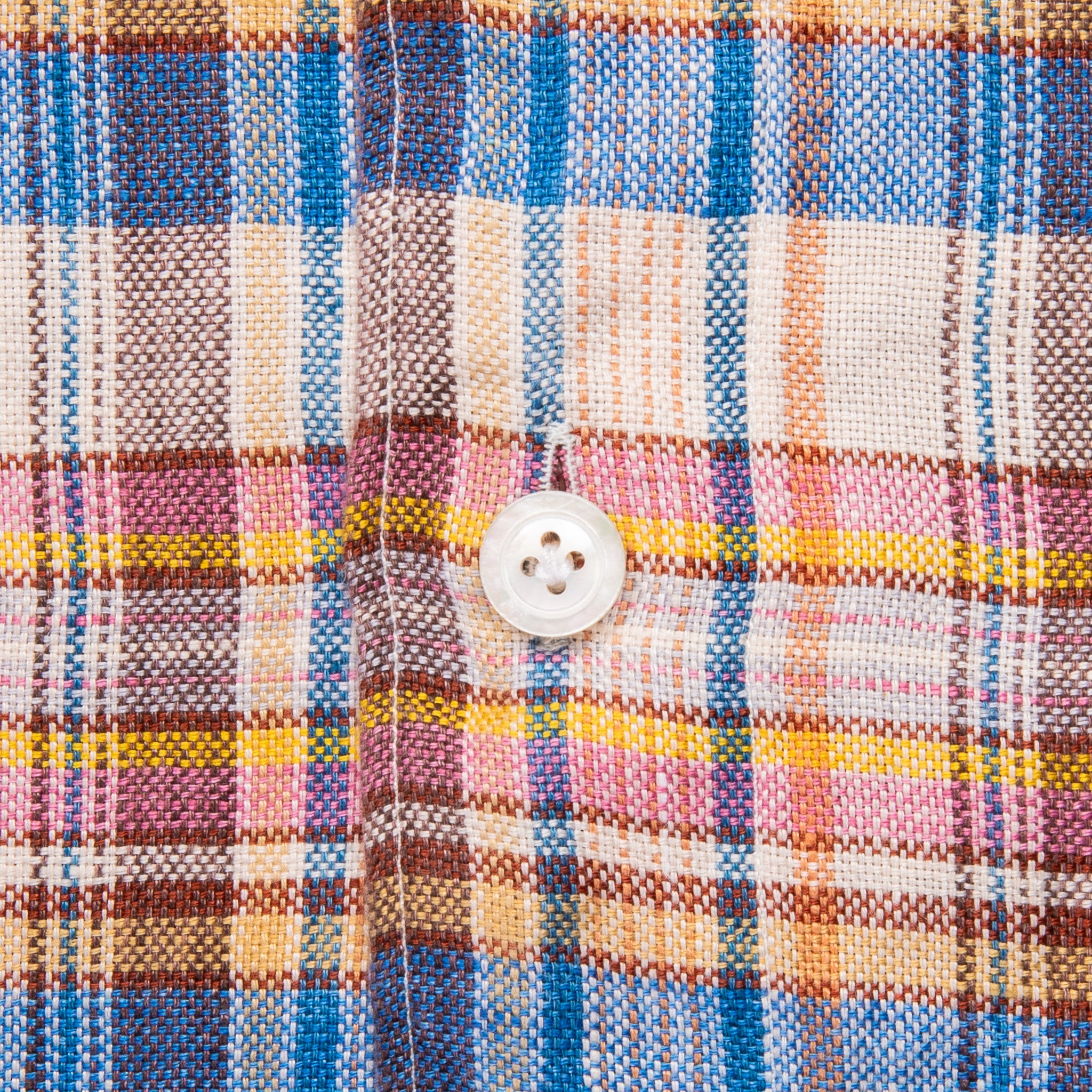 Finamore Madison Fit Collo Achille Linen Check Red