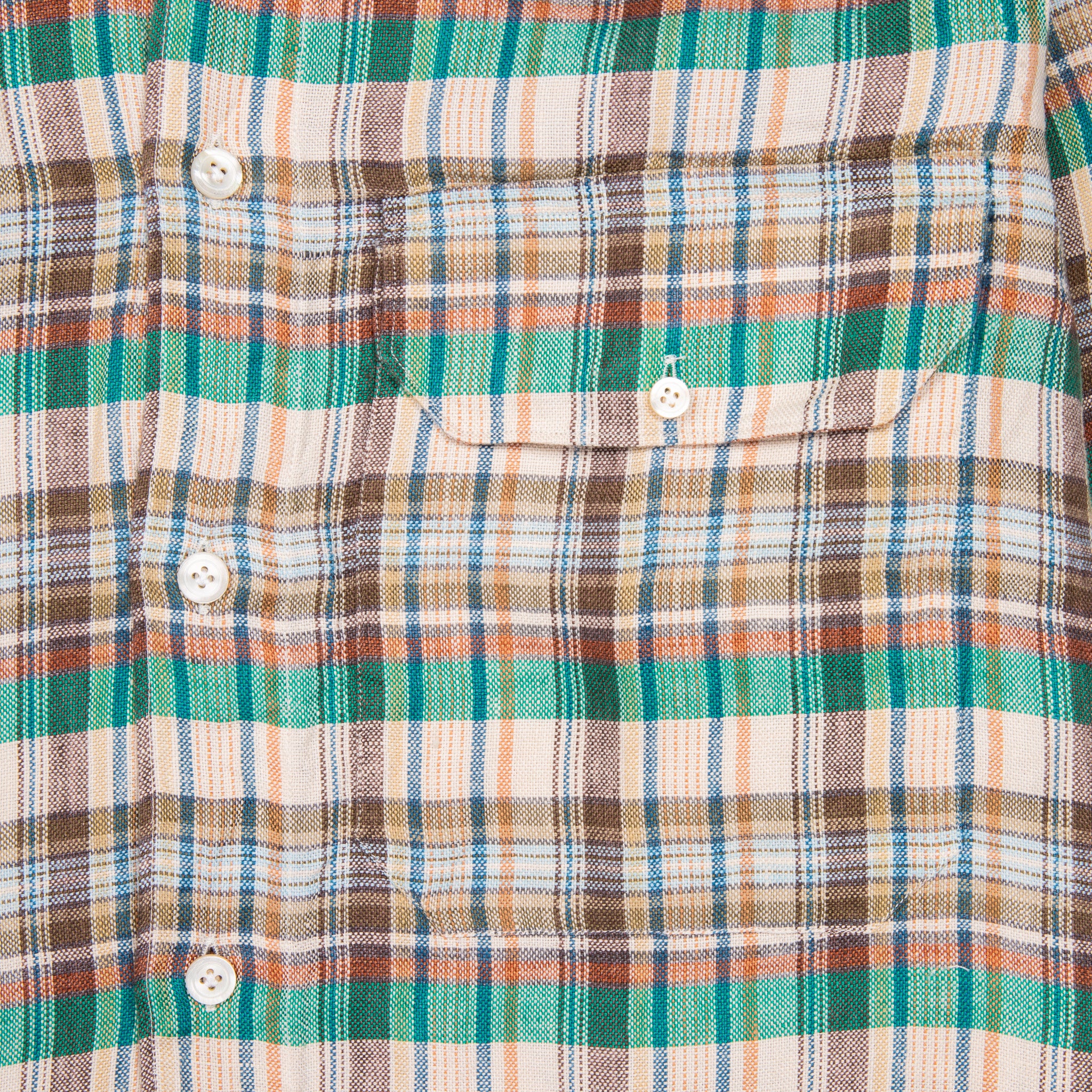 Finamore Madison Fit Collo Achille Linen Check Green