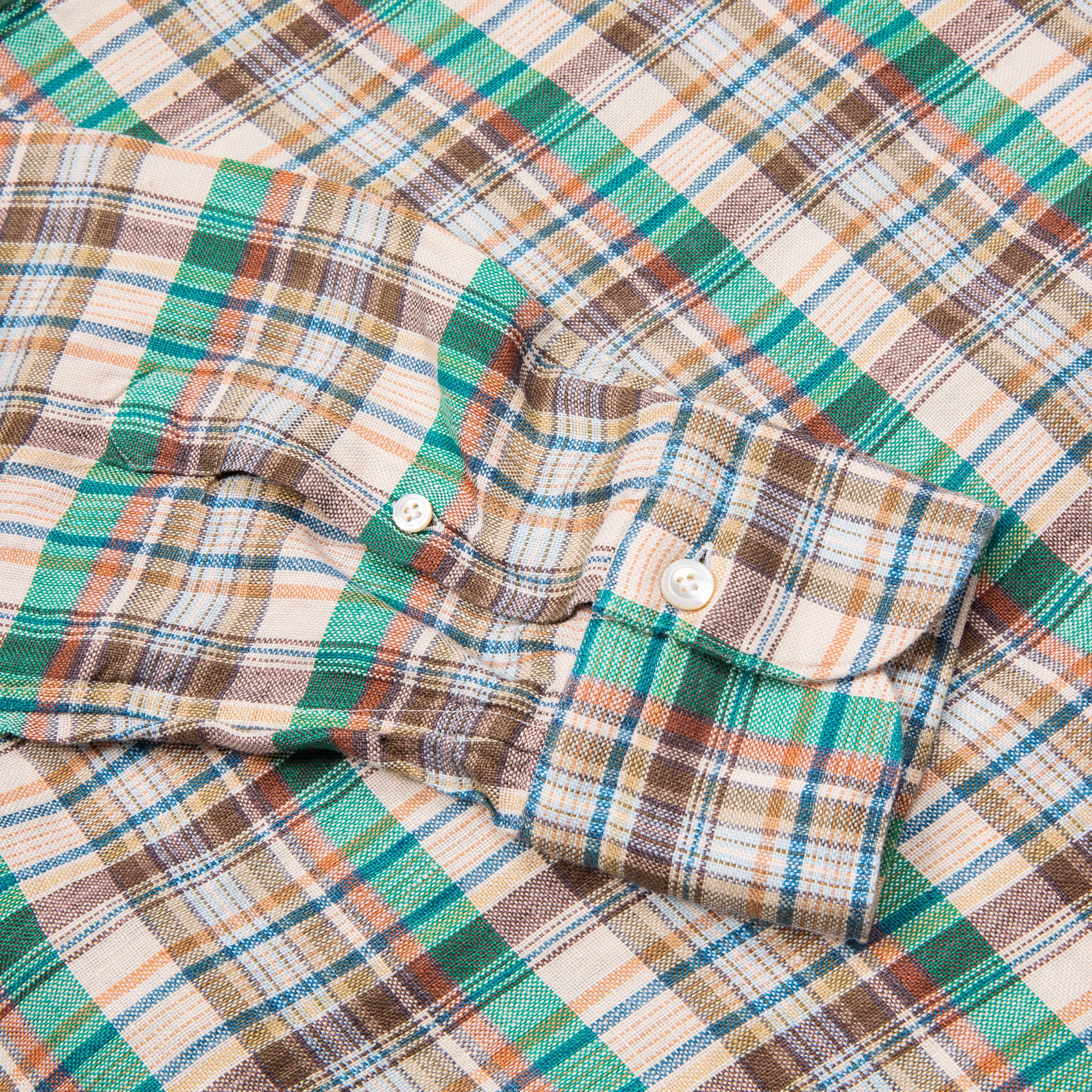 Finamore Madison Fit Collo Achille Linen Check Green