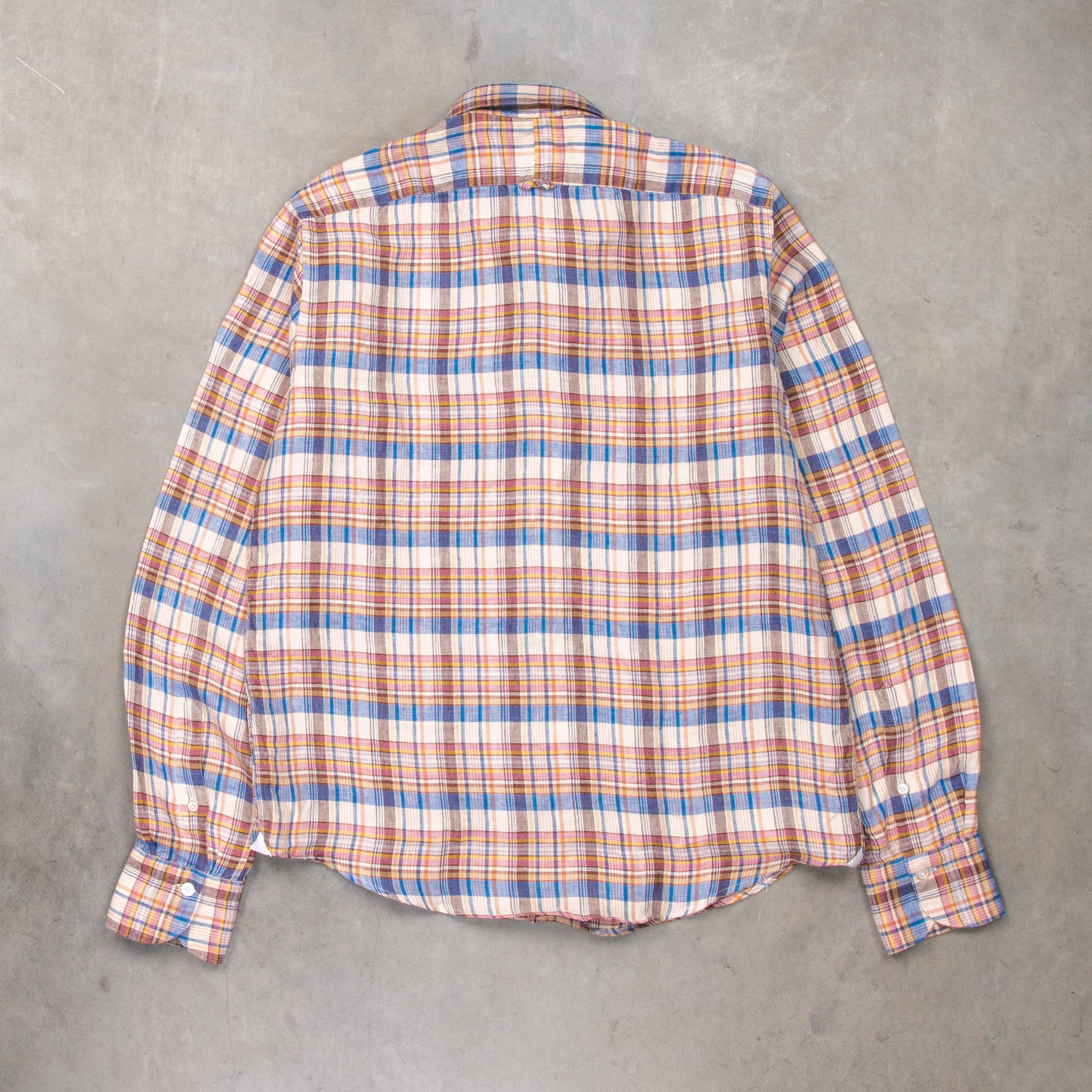 Finamore Madison Fit Collo Achille Linen Check Red