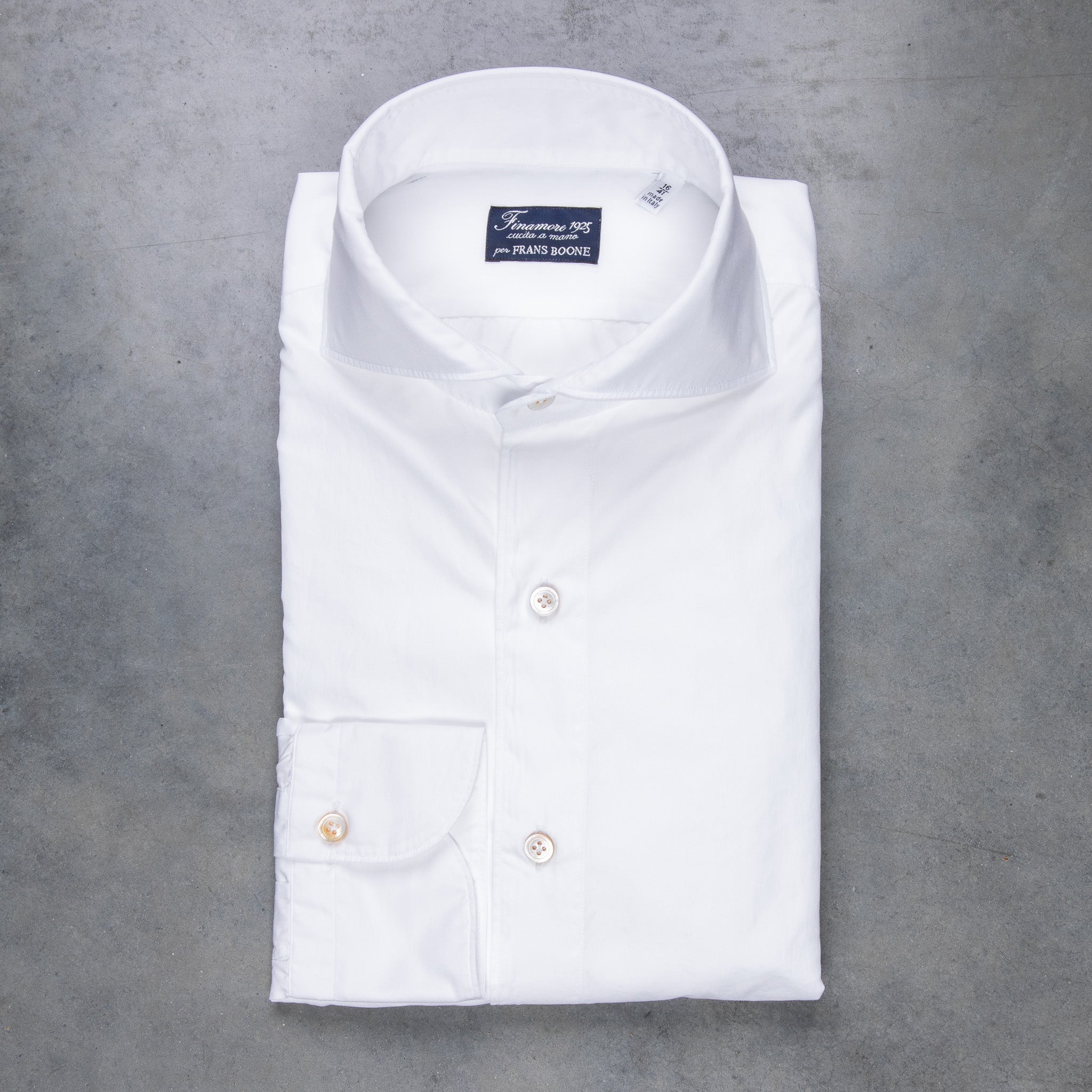 Finamore Gaeta Shirt Sergio Collar White Alumo Poplin